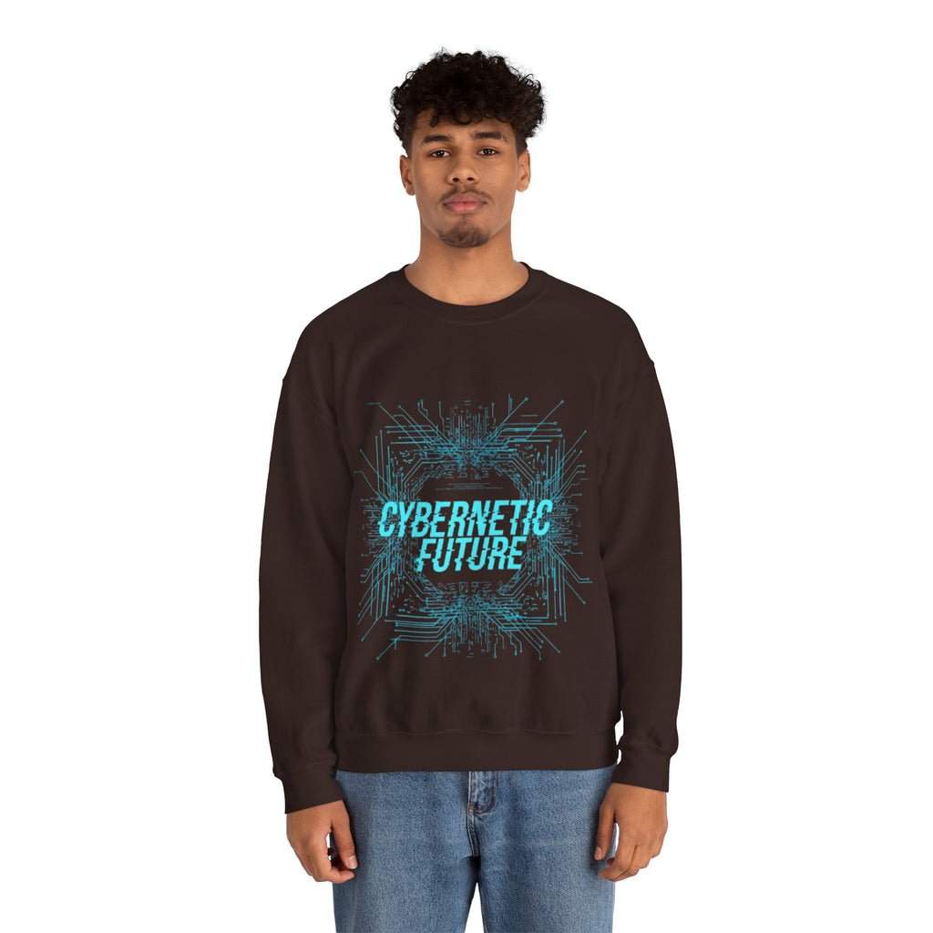Cybernetic Future Crewneck Sweatshirt – Futuristic Tech Graphic Pullover