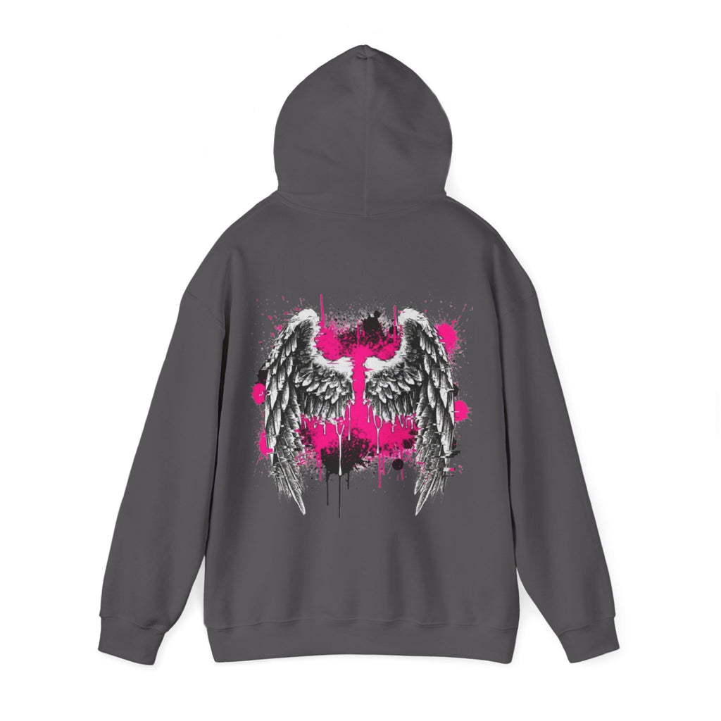 Angel Wings Hoodie — Grunge Pink Spray Paint Graphic Pullover