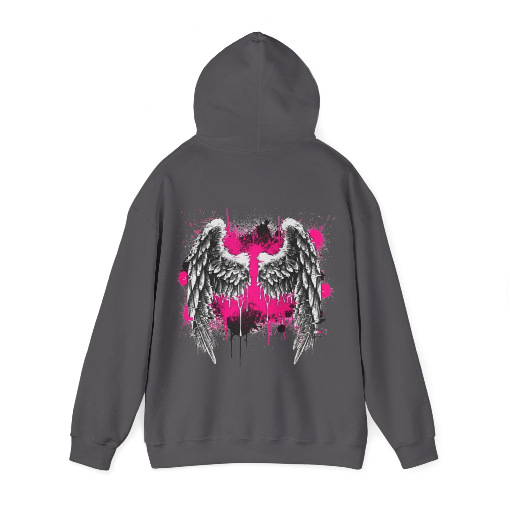 Angel Wings Hoodie — Grunge Pink Spray Paint Graphic Pullover