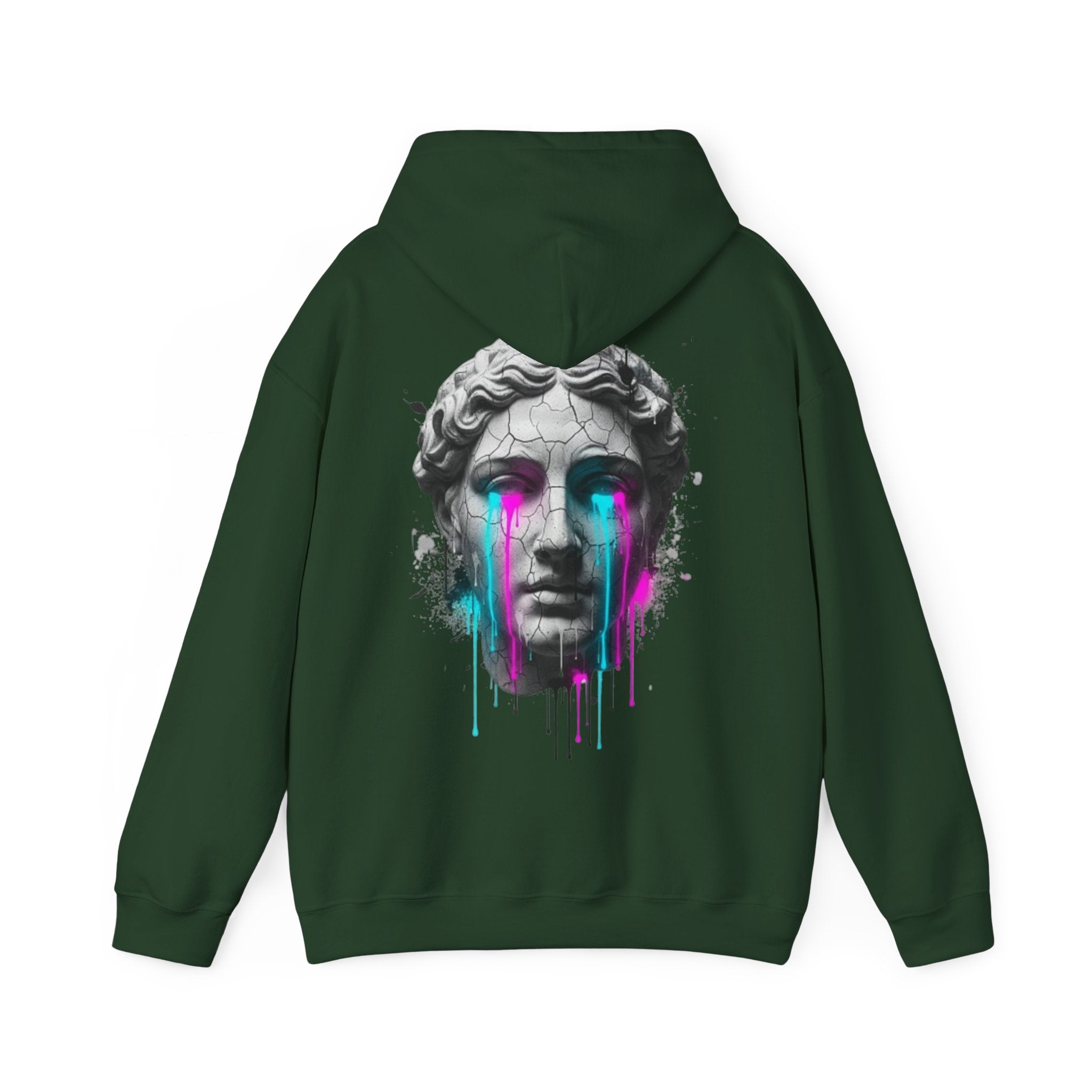 Statue Head Hoodie — Neon Drip Greek Bust Sweatshirt