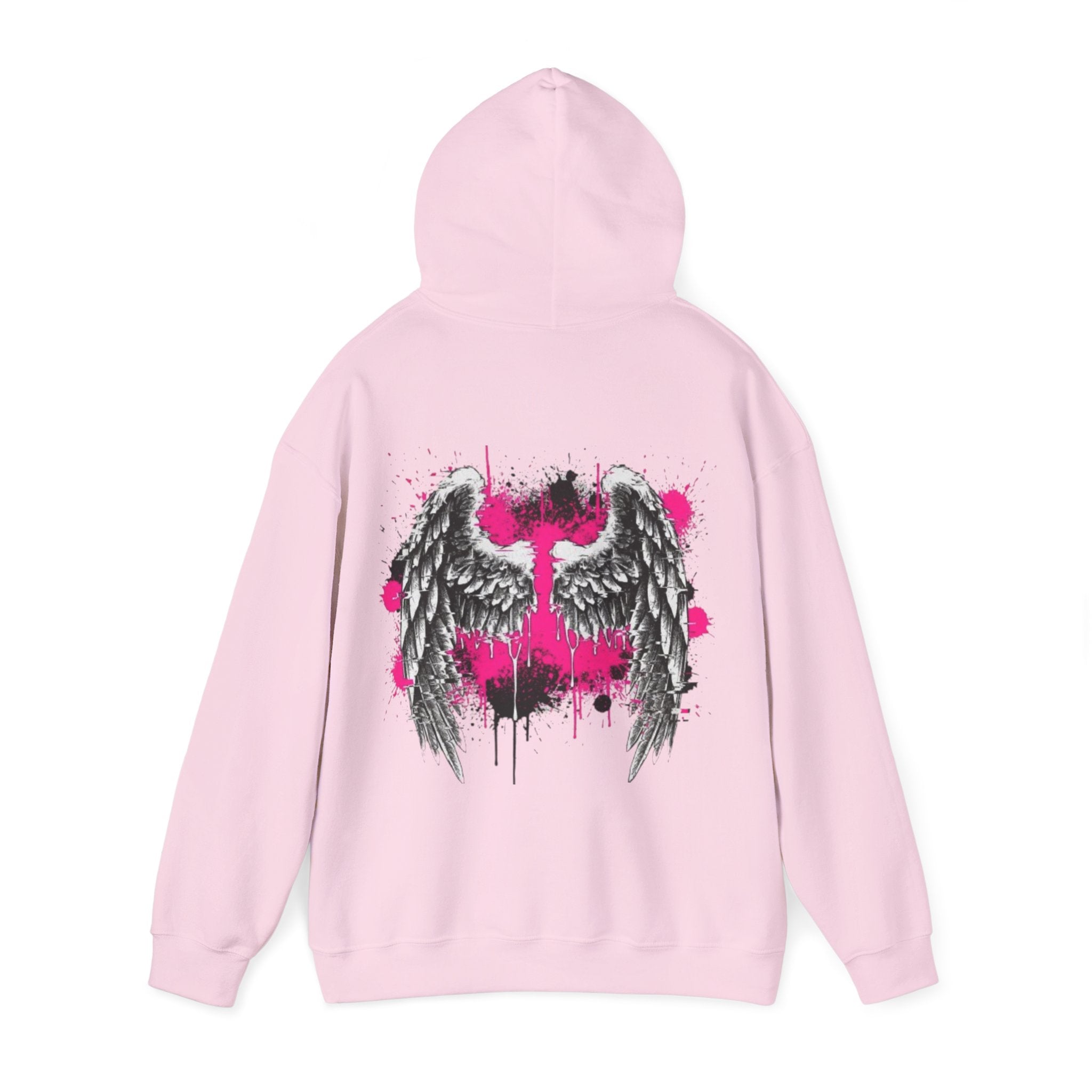Angel Wings Hoodie — Grunge Pink Spray Paint Graphic Pullover