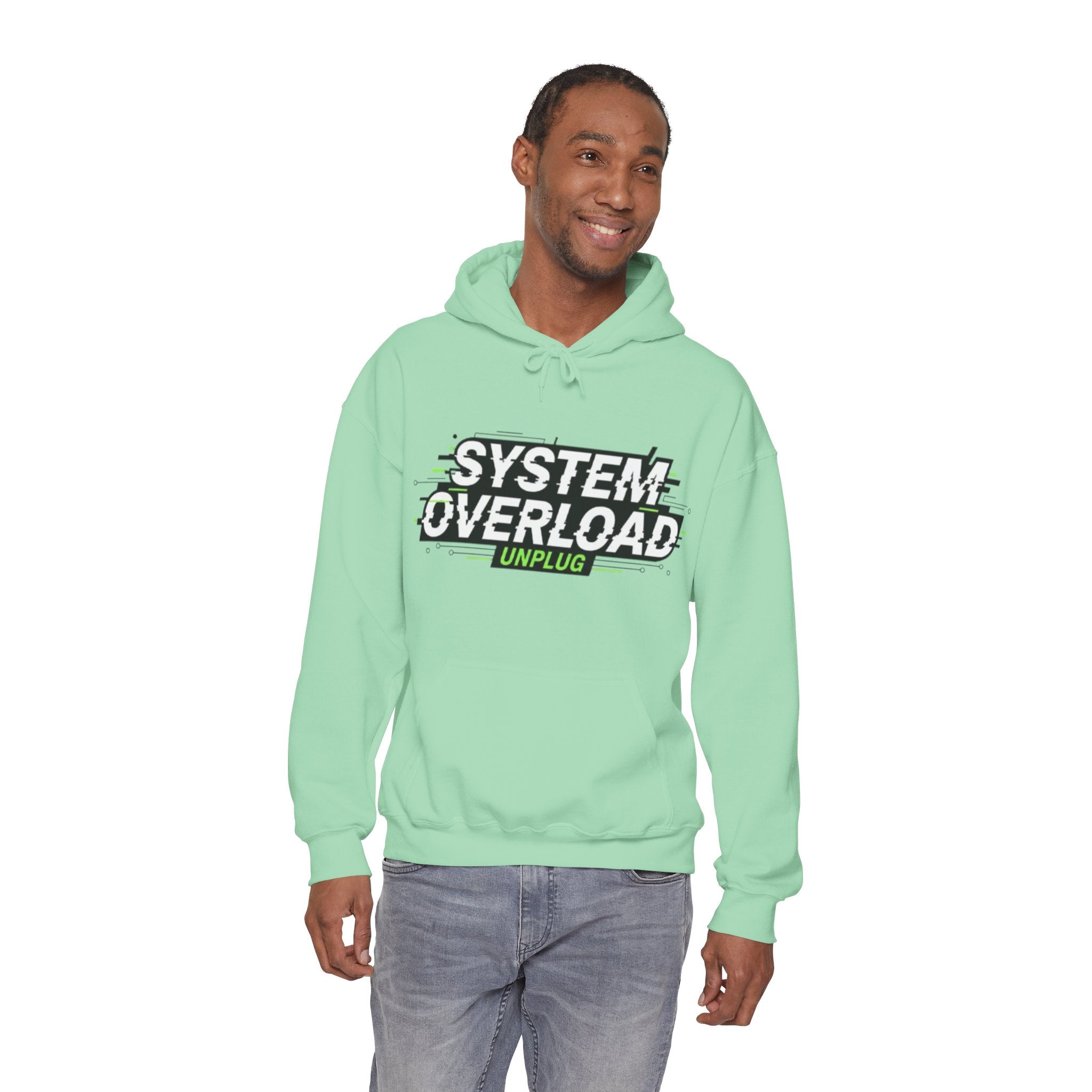 System Overload Hoodie - "Unplug" Retro Glitch Graphic Pullover