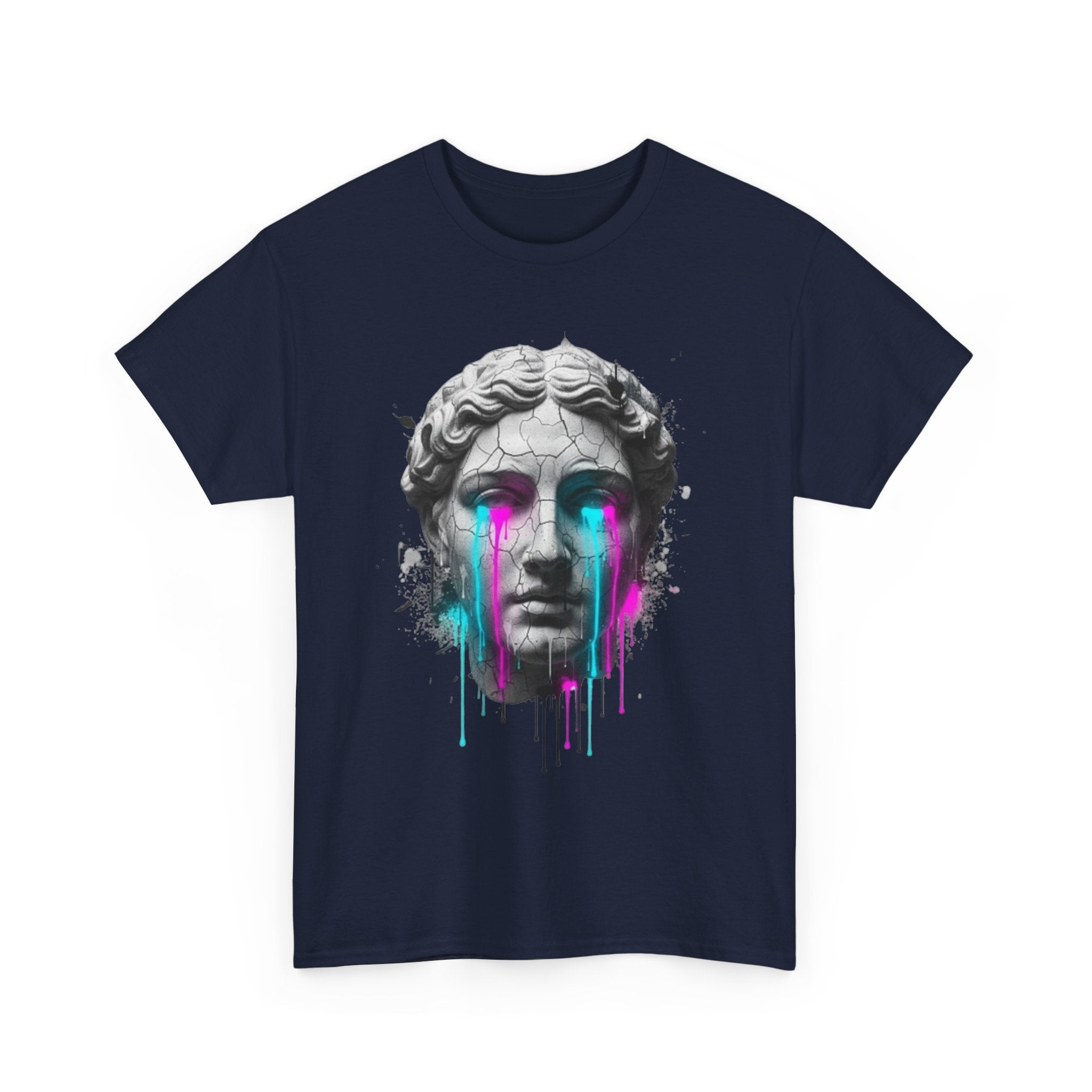Statue Head Tee — Neon Drip Vaporwave Greek Bust T-Shirt