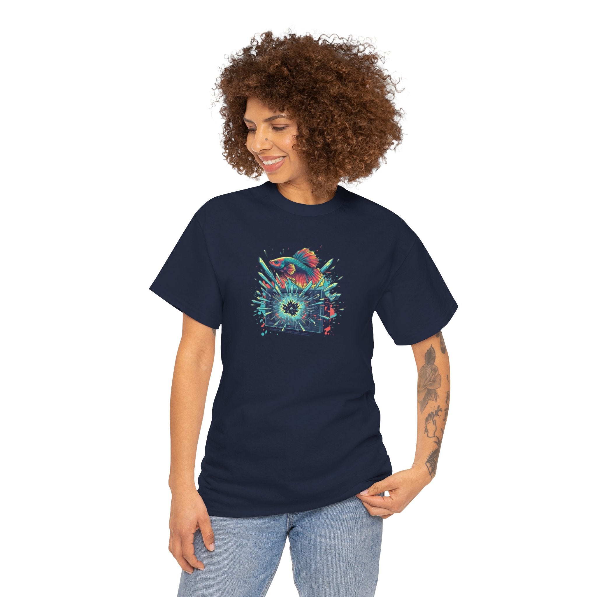 Cosmic Bloom Graphic Tee — Neon Galaxy Floral T-Shirt