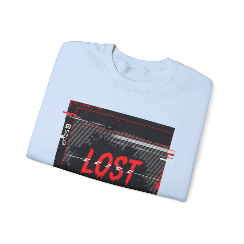 Lost Signal Crewneck Sweatshirt – Retro Glitch Graphic Pullover