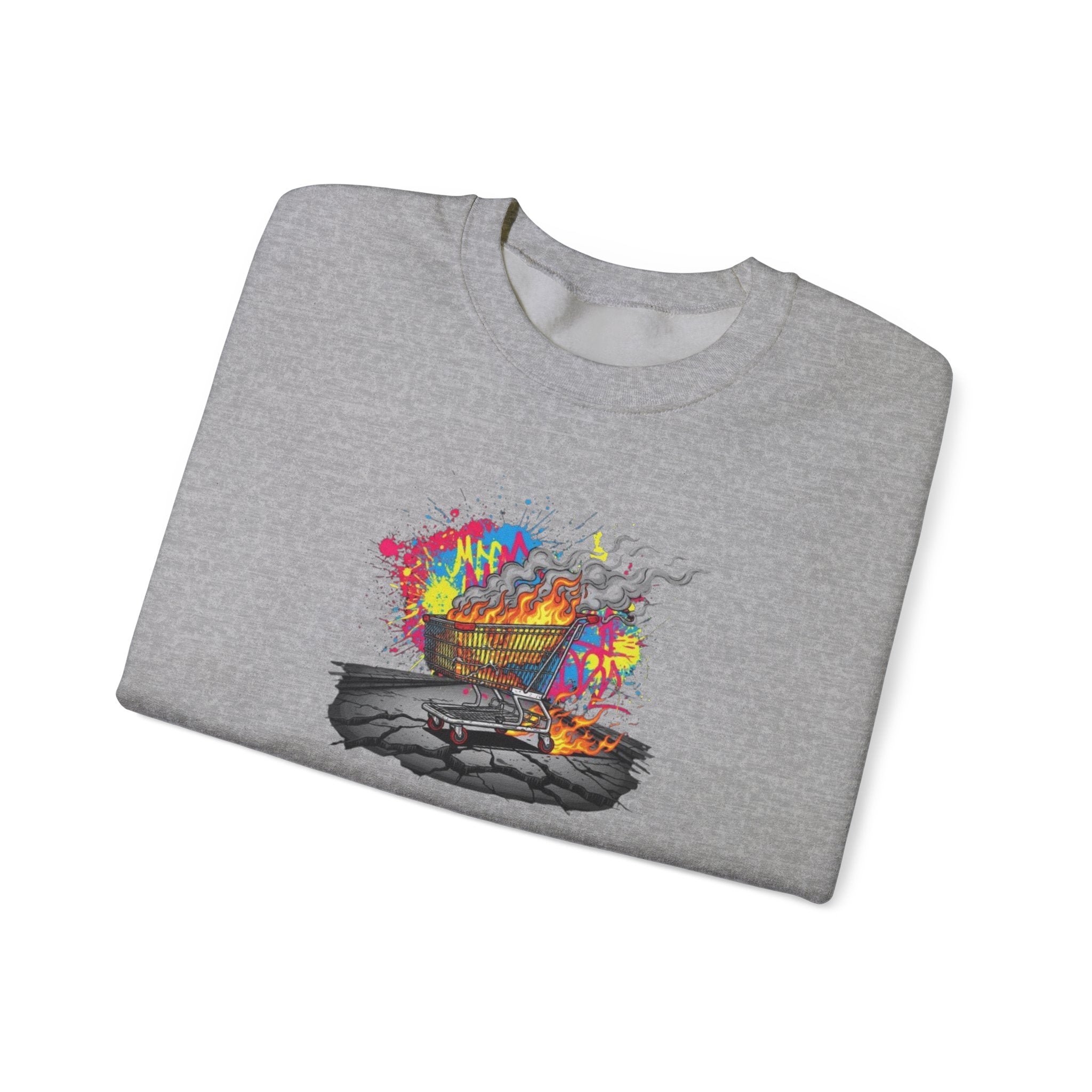 Crewneck Sweatshirt — Colorful Burning Ship Graphic