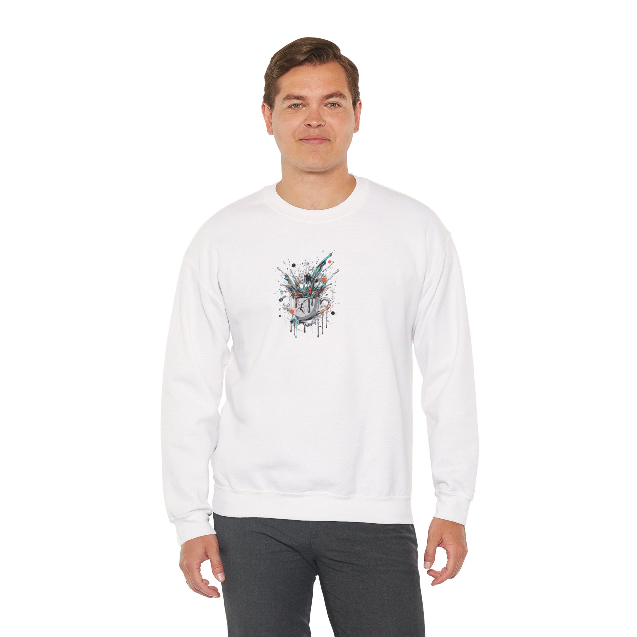 Abstract Floral Skull Crewneck Sweatshirt — Watercolor Drip Art