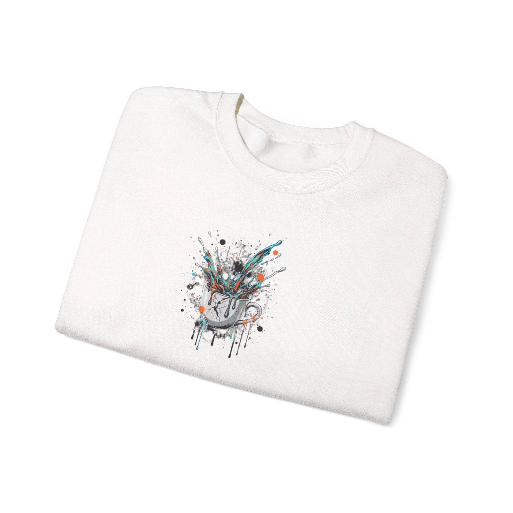 Abstract Floral Skull Crewneck Sweatshirt — Watercolor Drip Art