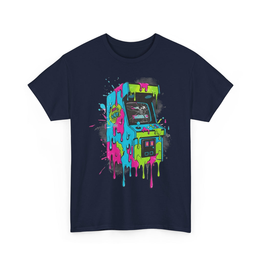 Arcade Machine Drip T-Shirt — Neon Retro Gaming Graphic Tee