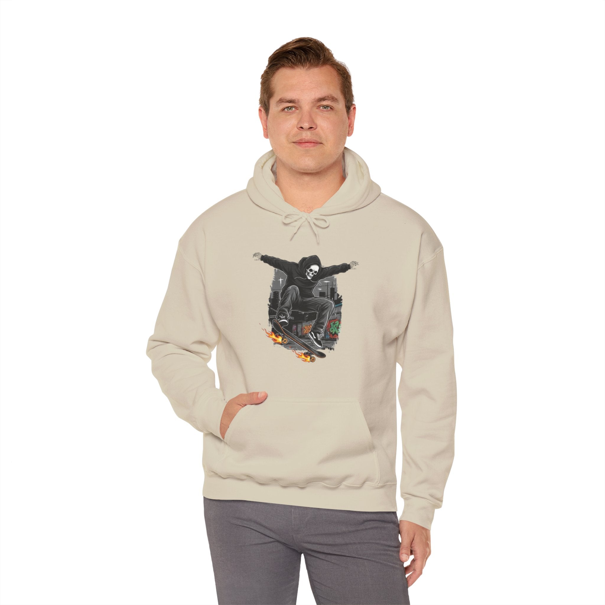 Skull Skateboarder Hoodie – Grim Reaper Skate Graphic Pullover