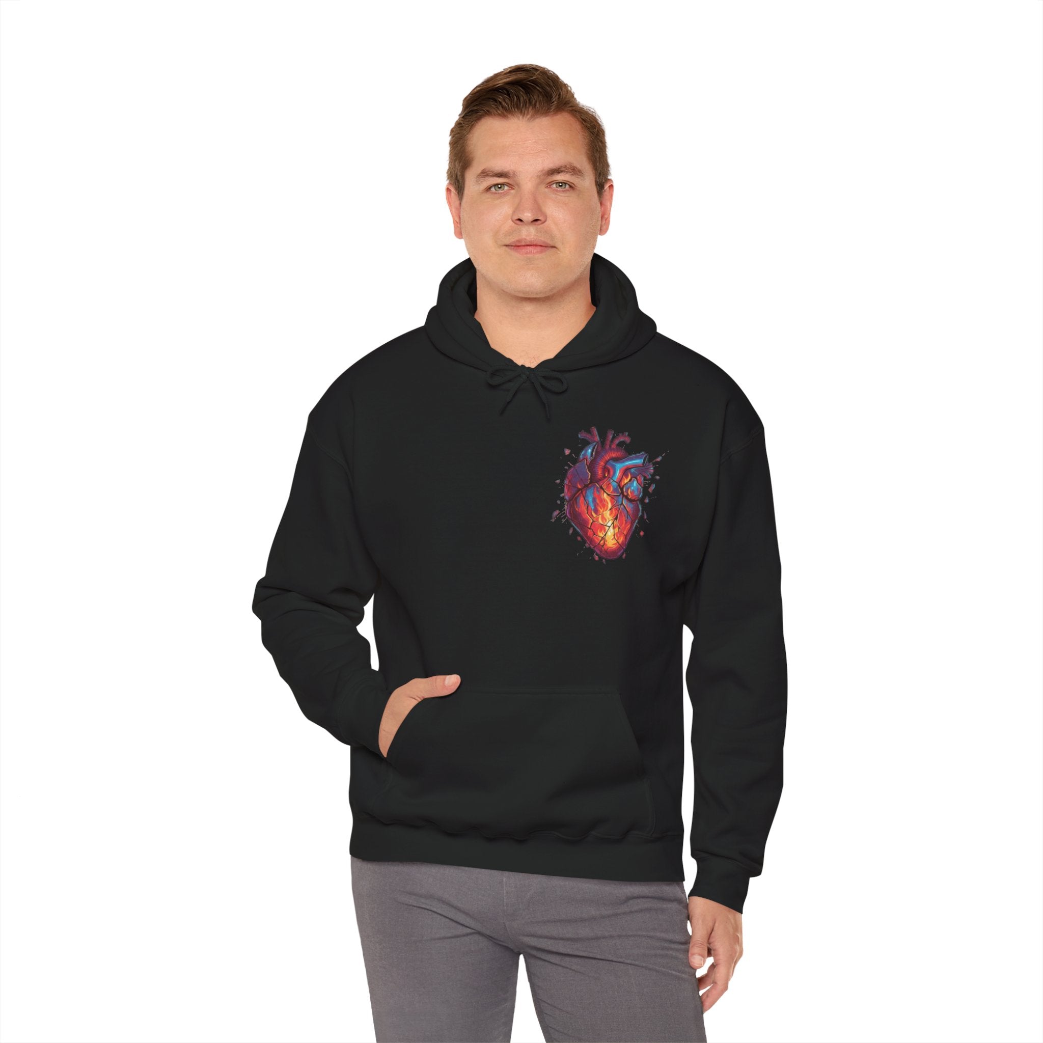 Anatomical Heart Hoodie — Colorful Watercolor Heart Graphic Pullover