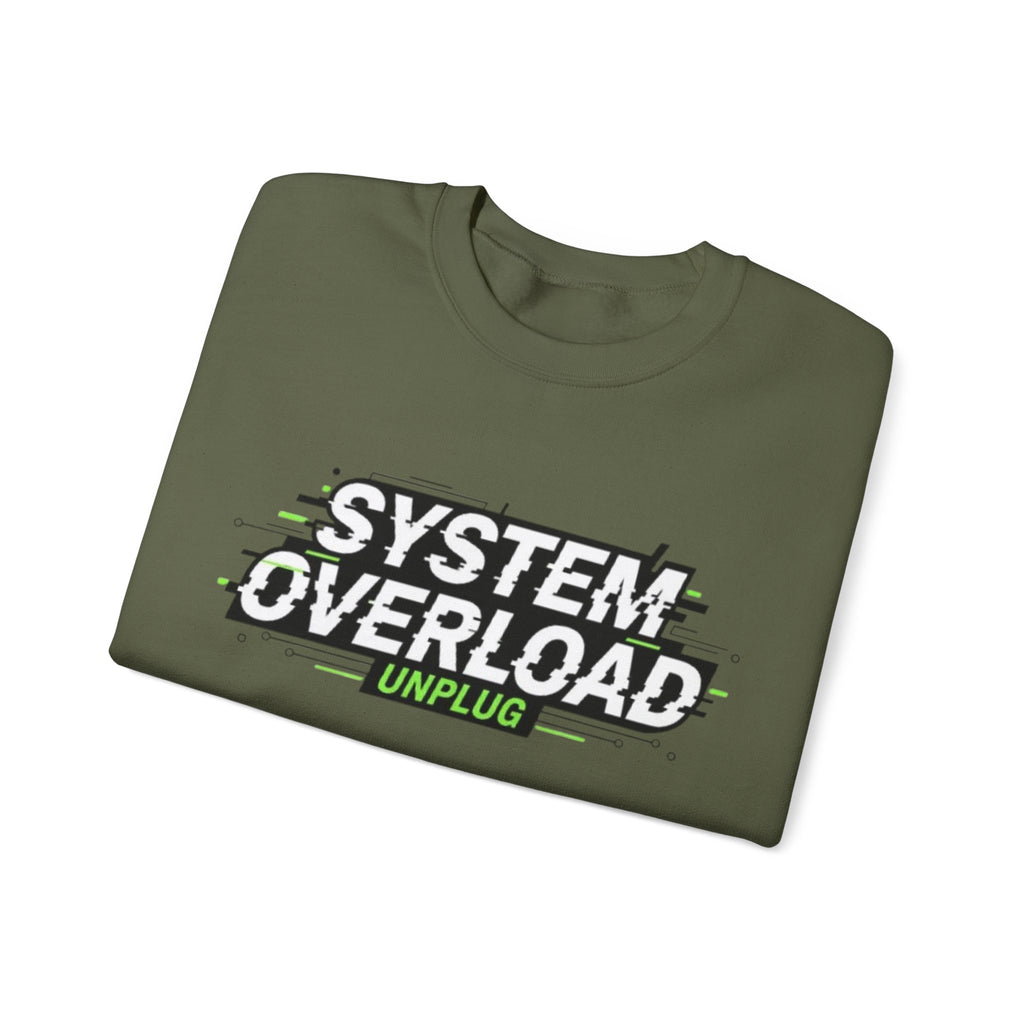 System Overload Crewneck Sweatshirt – "System Overload Unplug" Graphic Pullover