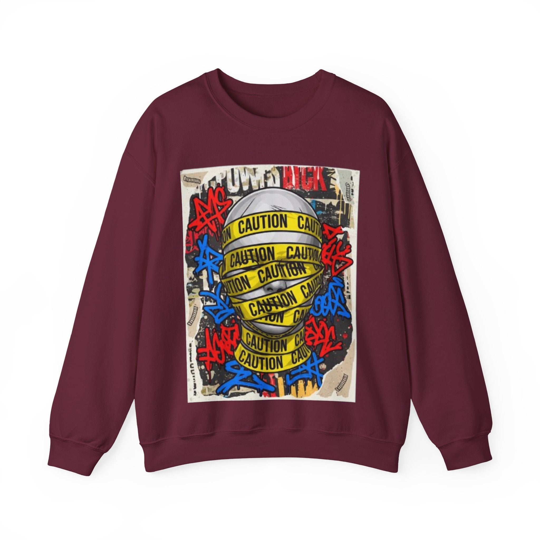 Caution Tape Graffiti Crewneck Sweatshirt