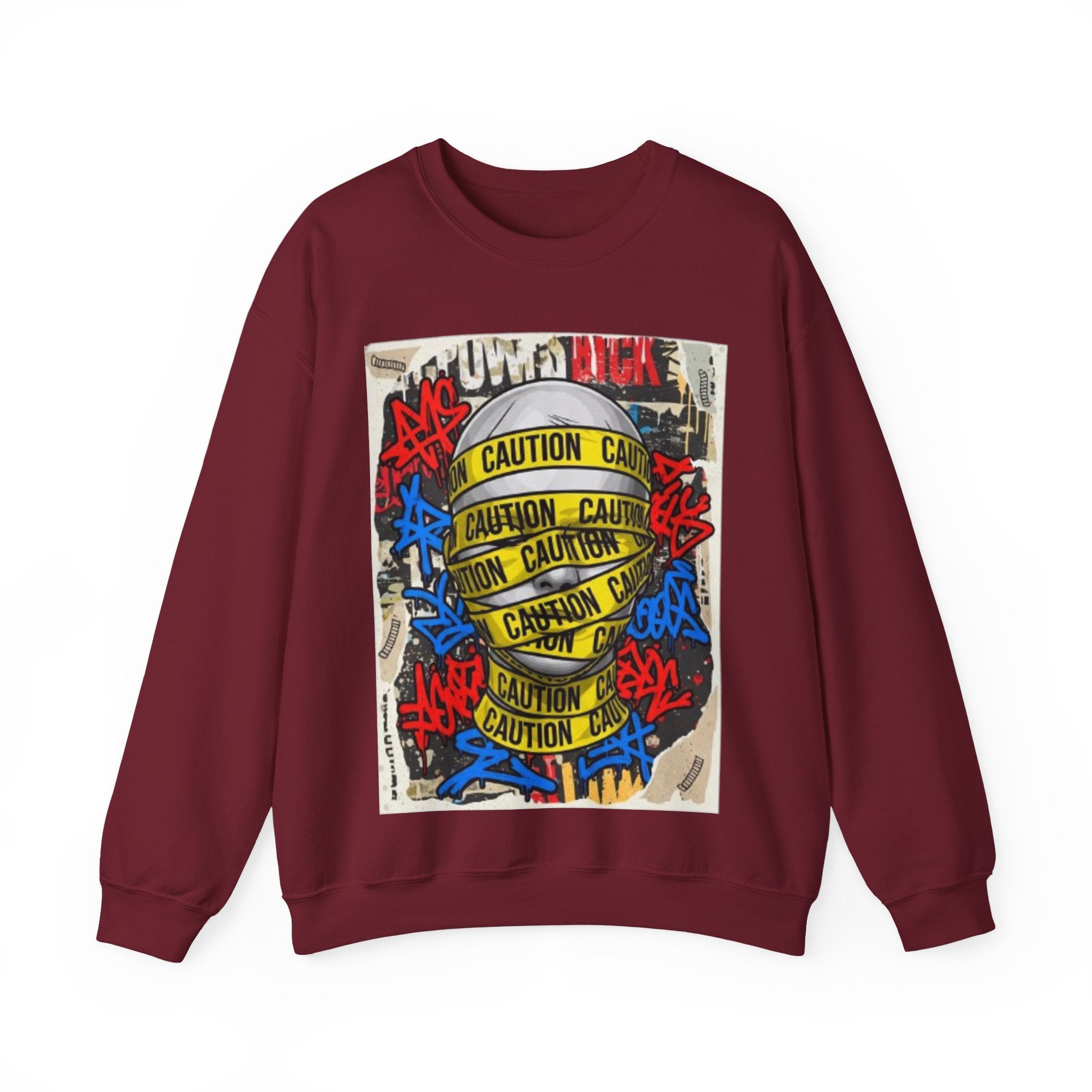 Caution Tape Graffiti Crewneck Sweatshirt