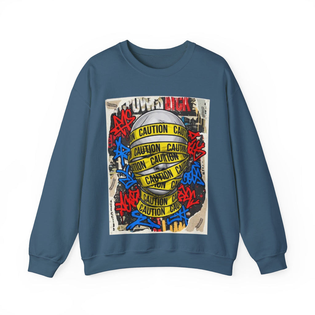 Caution Tape Graffiti Crewneck Sweatshirt