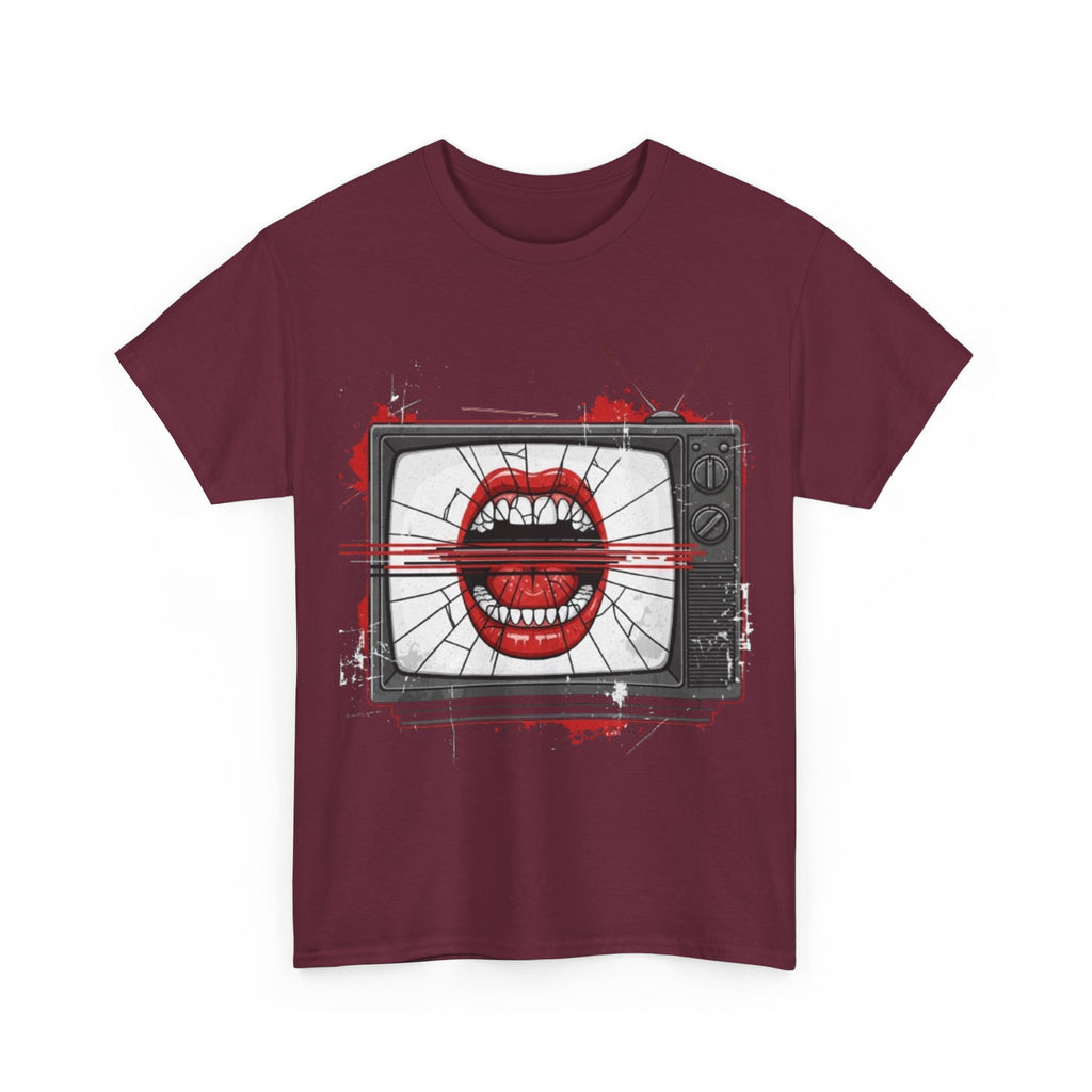 TV Screen with Screaming Mouth Graphic Tee — Retro Horror Punk T-Shirt