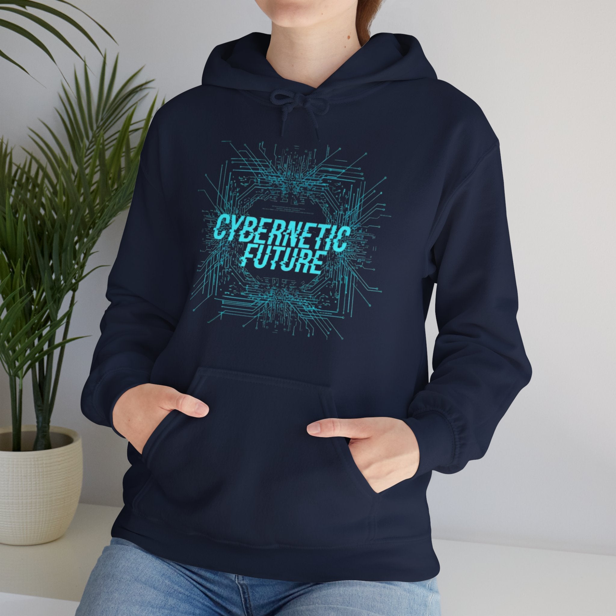Cybernetic Future Hoodie — Futuristic Tech Graphic Pullover