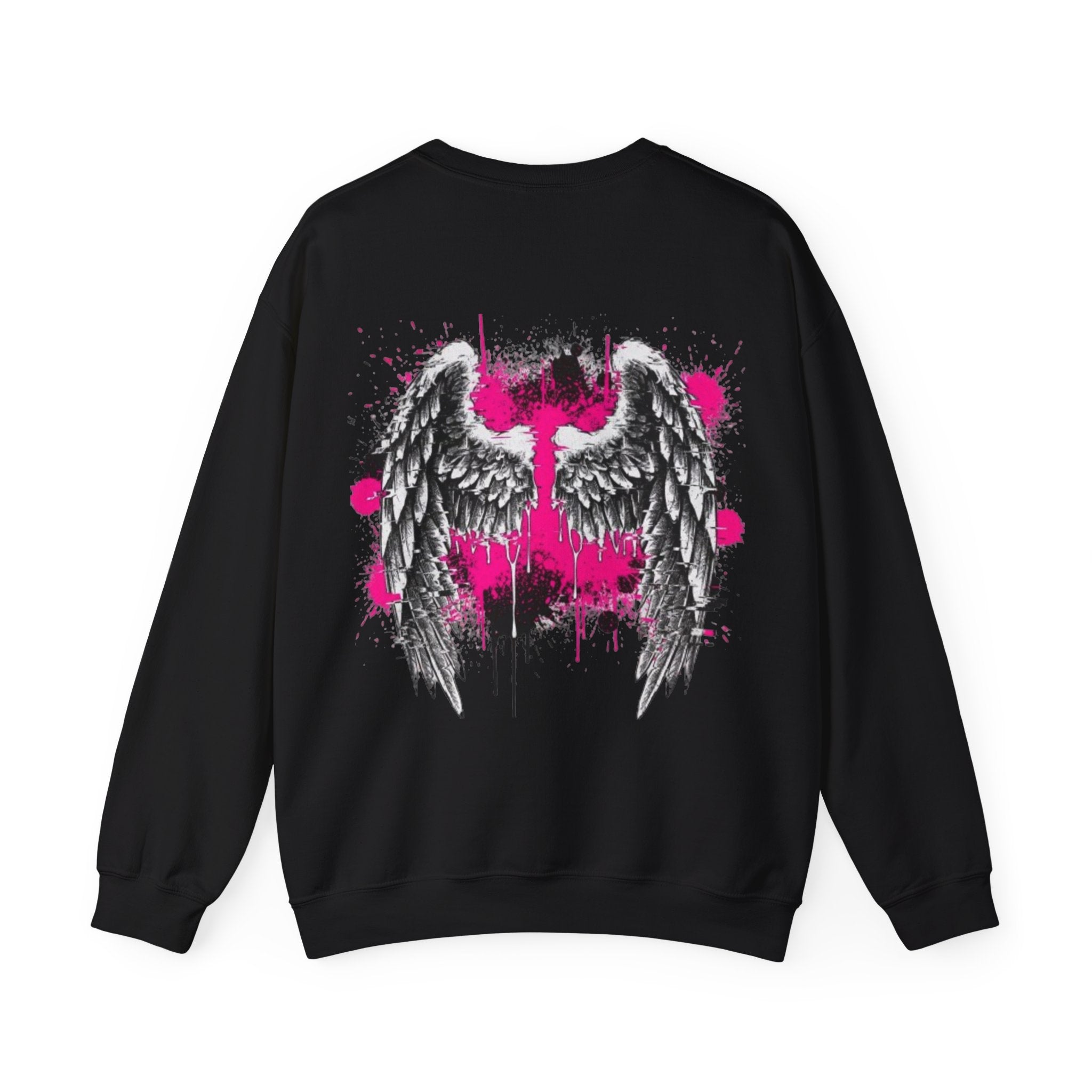 Angel Wings Crewneck Sweatshirt — Pink Graffiti Back Graphic