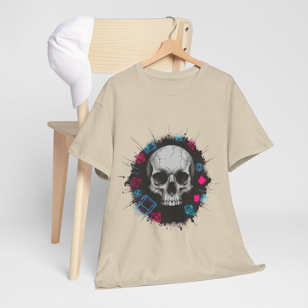 Skull Splash Graphic Tee — Neon Roses & Dice Skull T-Shirt