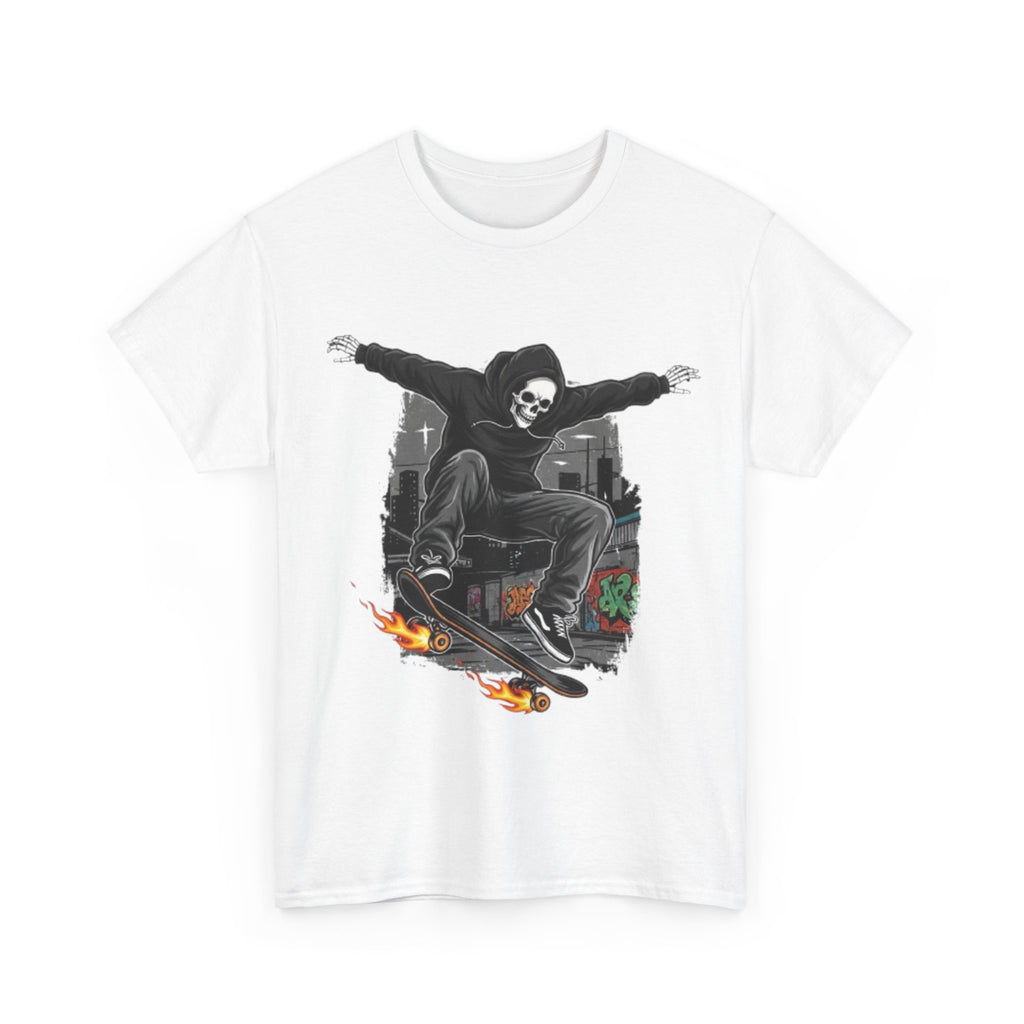 Skull Skateboarder T‑Shirt — Grim Reaper Skateboarding Graphic Tee