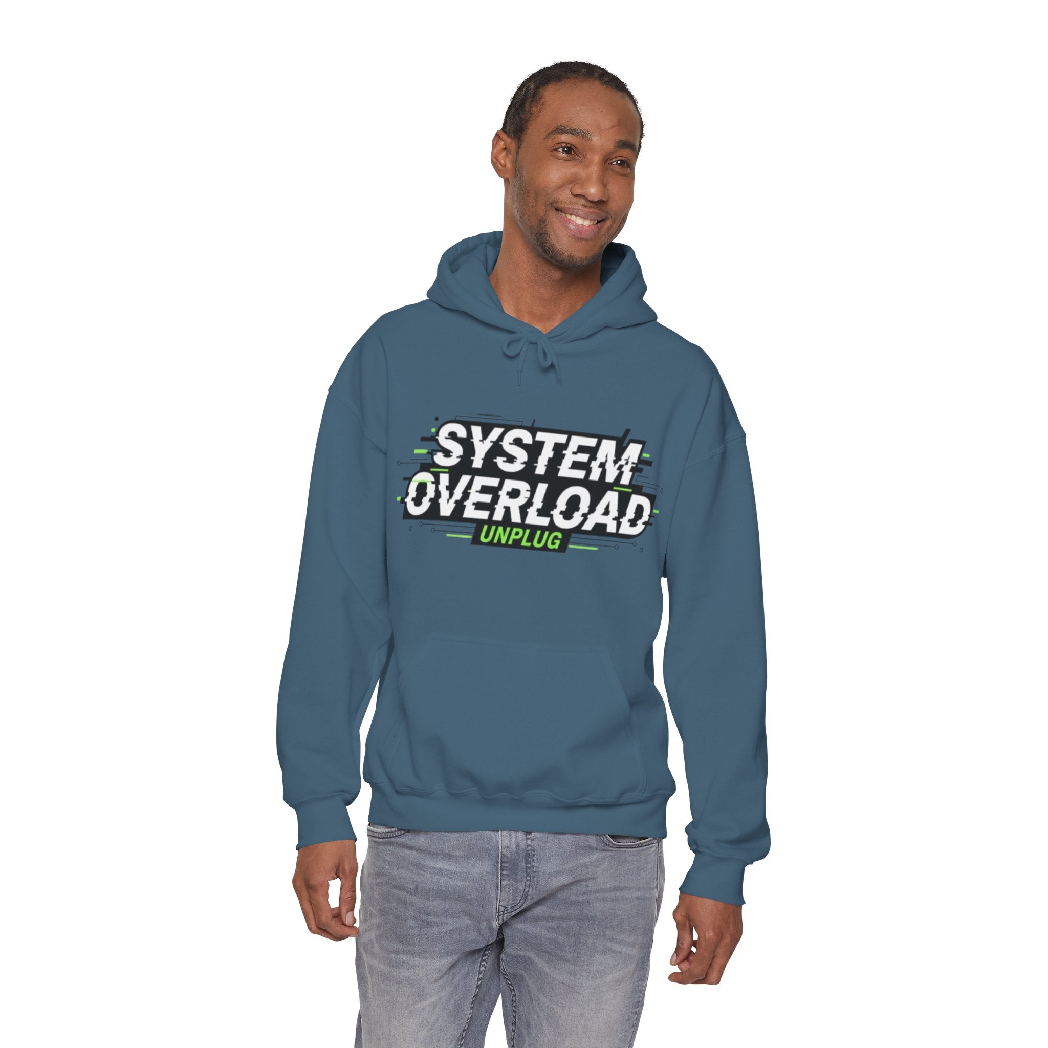 System Overload Hoodie - "Unplug" Retro Glitch Graphic Pullover