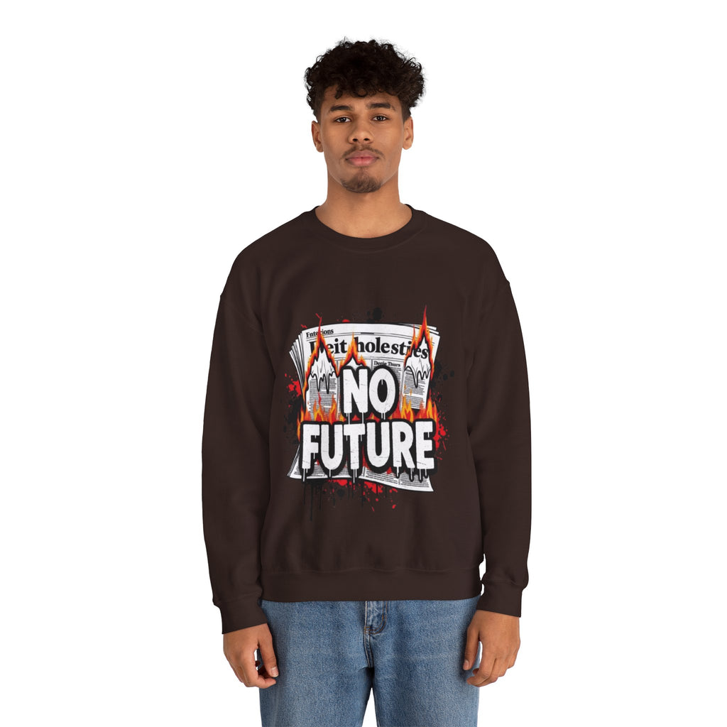 No Future Graphic Sweatshirt — Grunge Flame Streetwear Crewneck