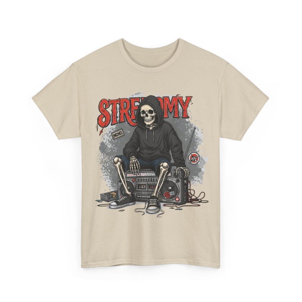 Skeleton DJ Tee — “STRF MY” Retro Grunge Music Skull T-Shirt