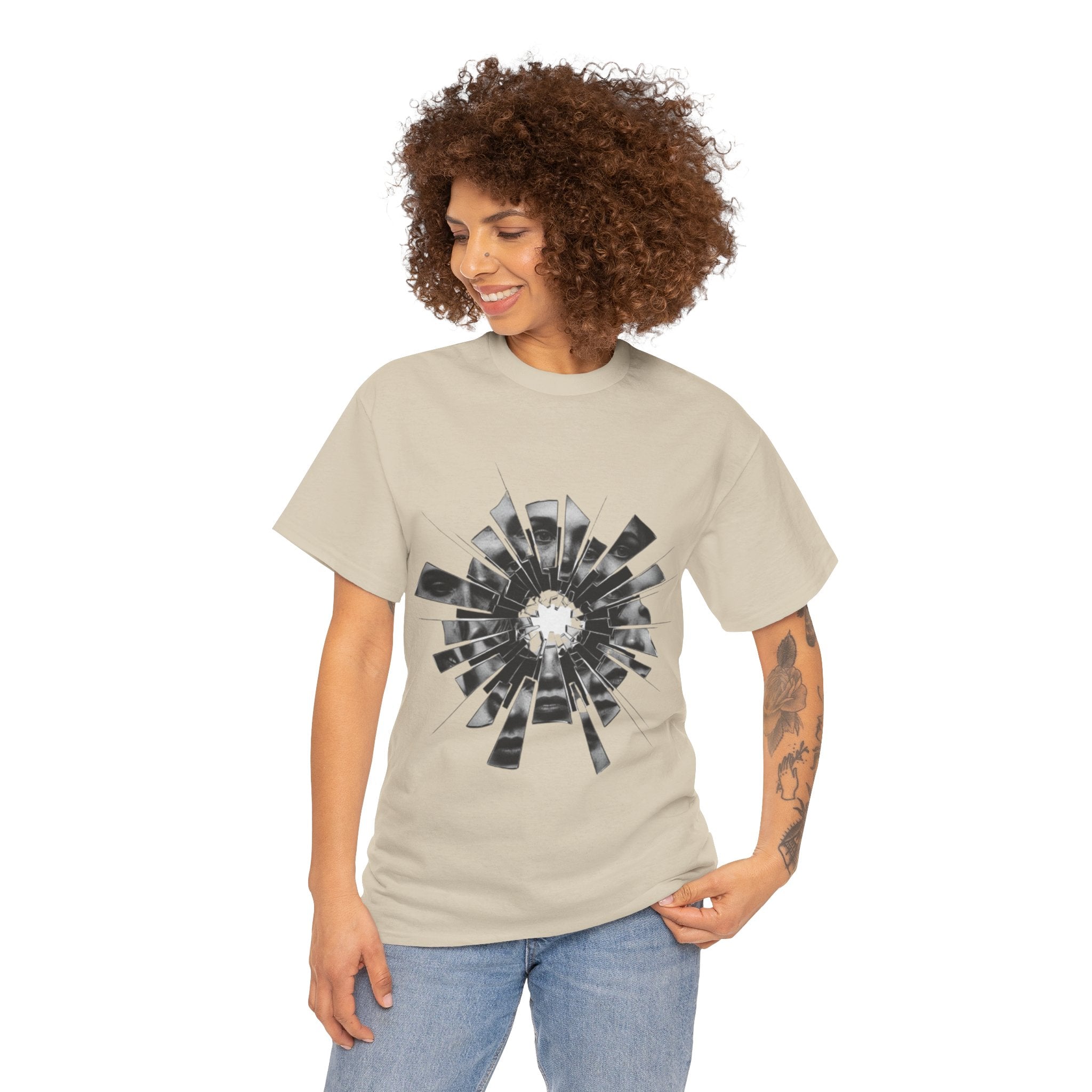 Broken Glass Bullet Hole T‑Shirt — Shattered Window Graphic Tee