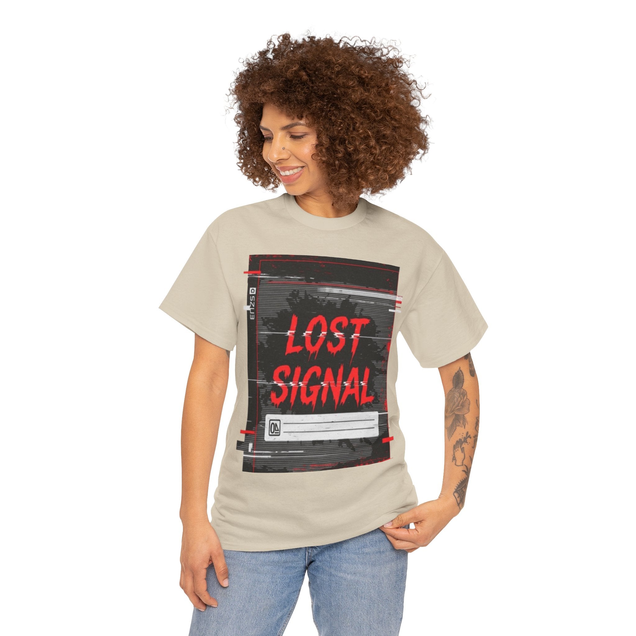 Lost Signal T-Shirt — Glitch Cyberpunk Graphic Tee
