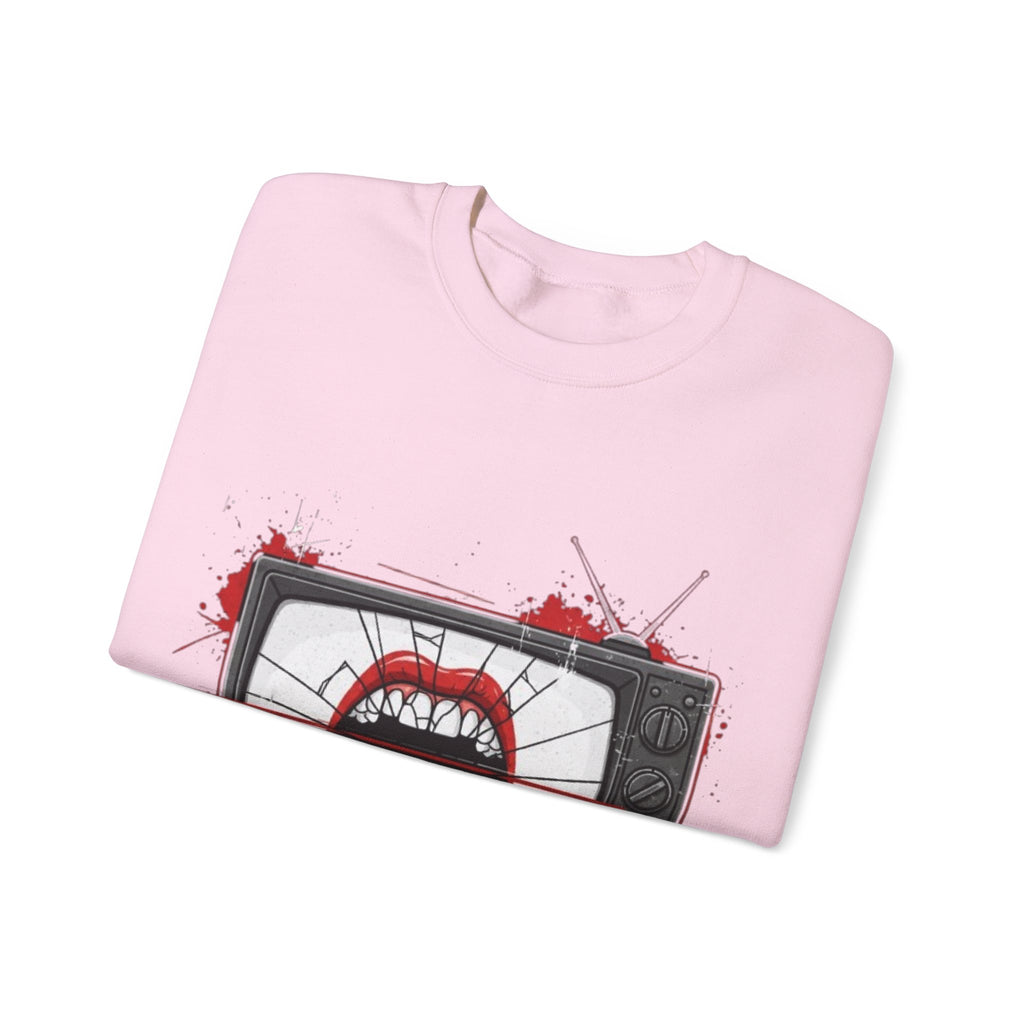 Graphic Sweatshirt — Retro TV with Screaming Mouth Design