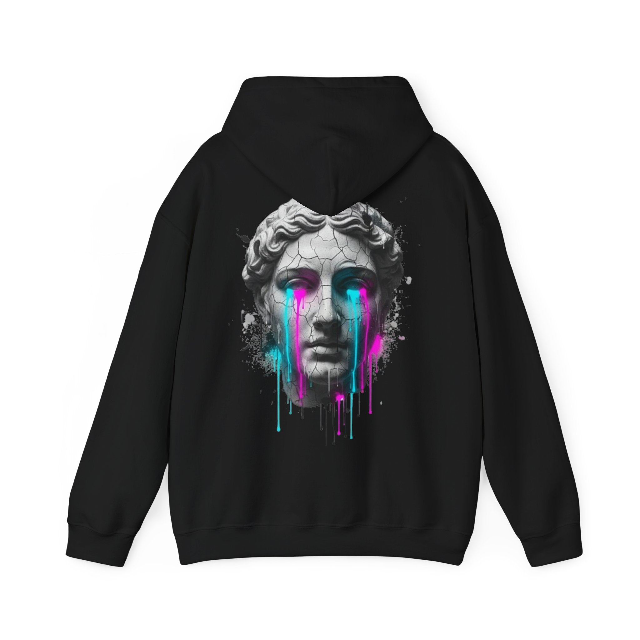 Statue Head Hoodie — Neon Drip Greek Bust Sweatshirt