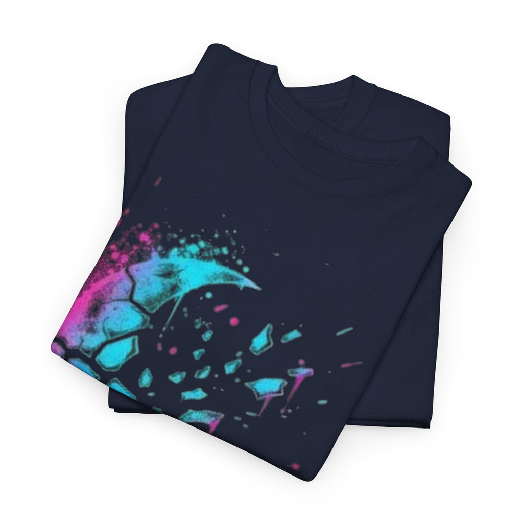 Paint-Splash Crescent Moon T-Shirt — Neon Galaxy Art Tee