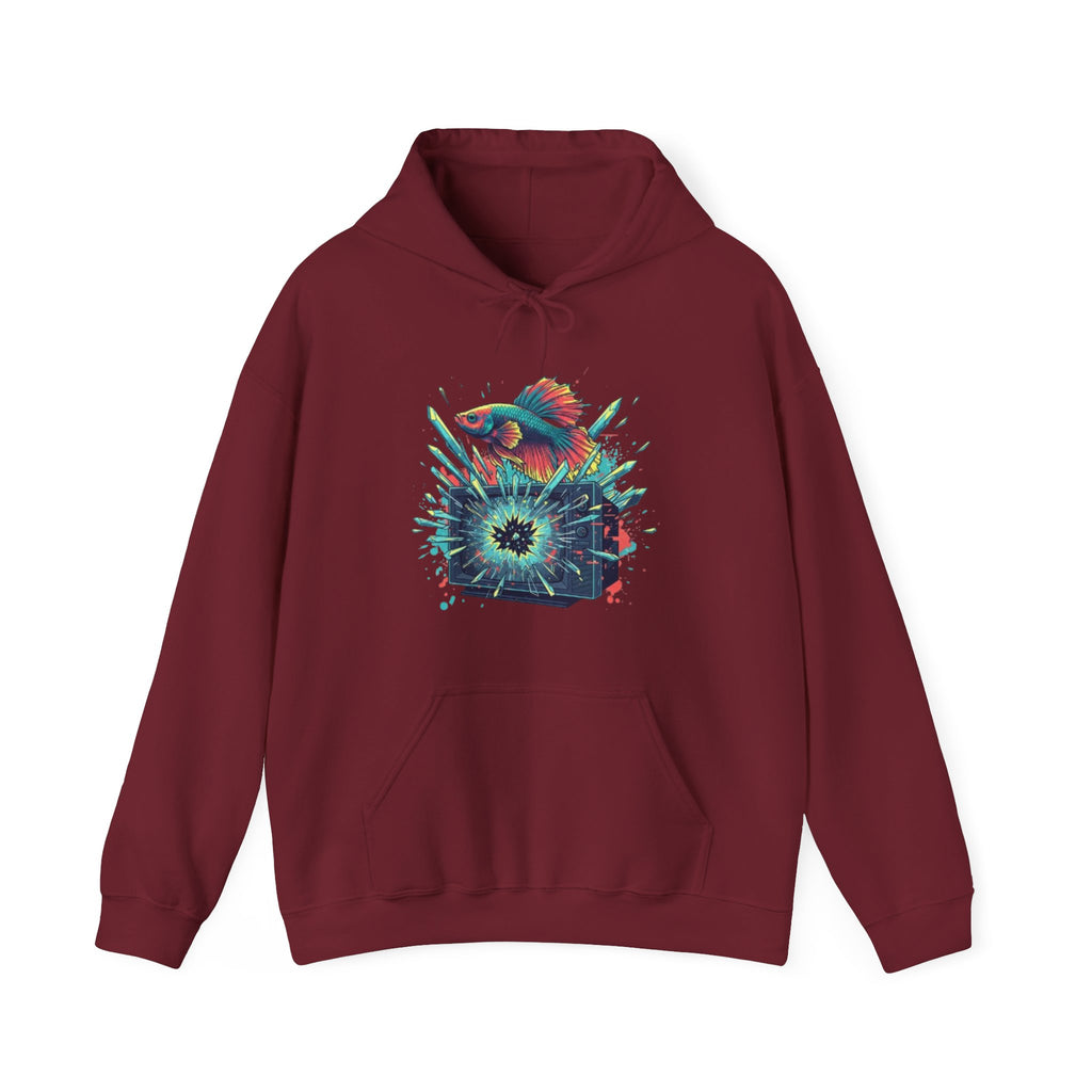 Psychedelic Fish Hoodie — Neon Ocean Explosion Graphic Sweatshirt