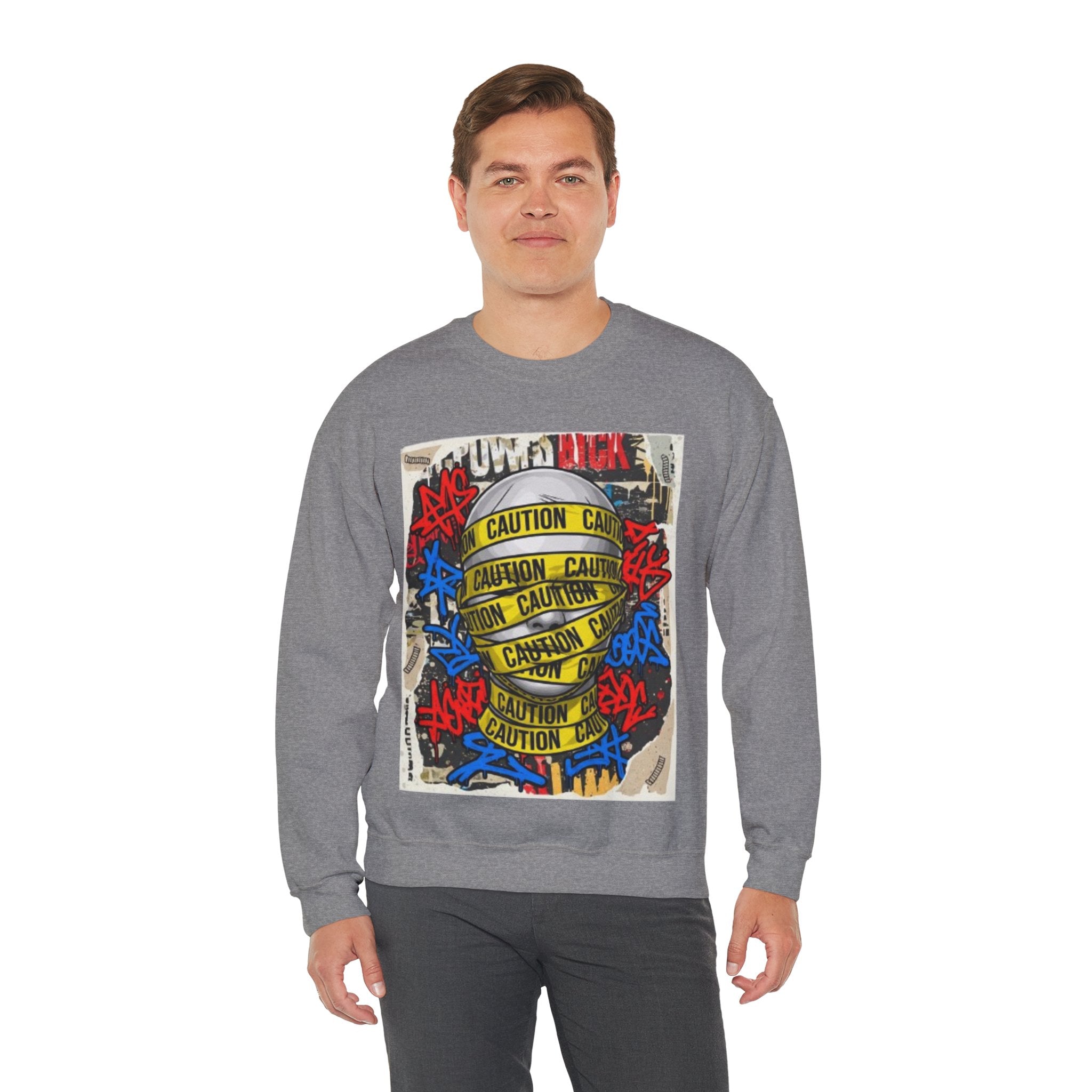 Caution Tape Graffiti Crewneck Sweatshirt