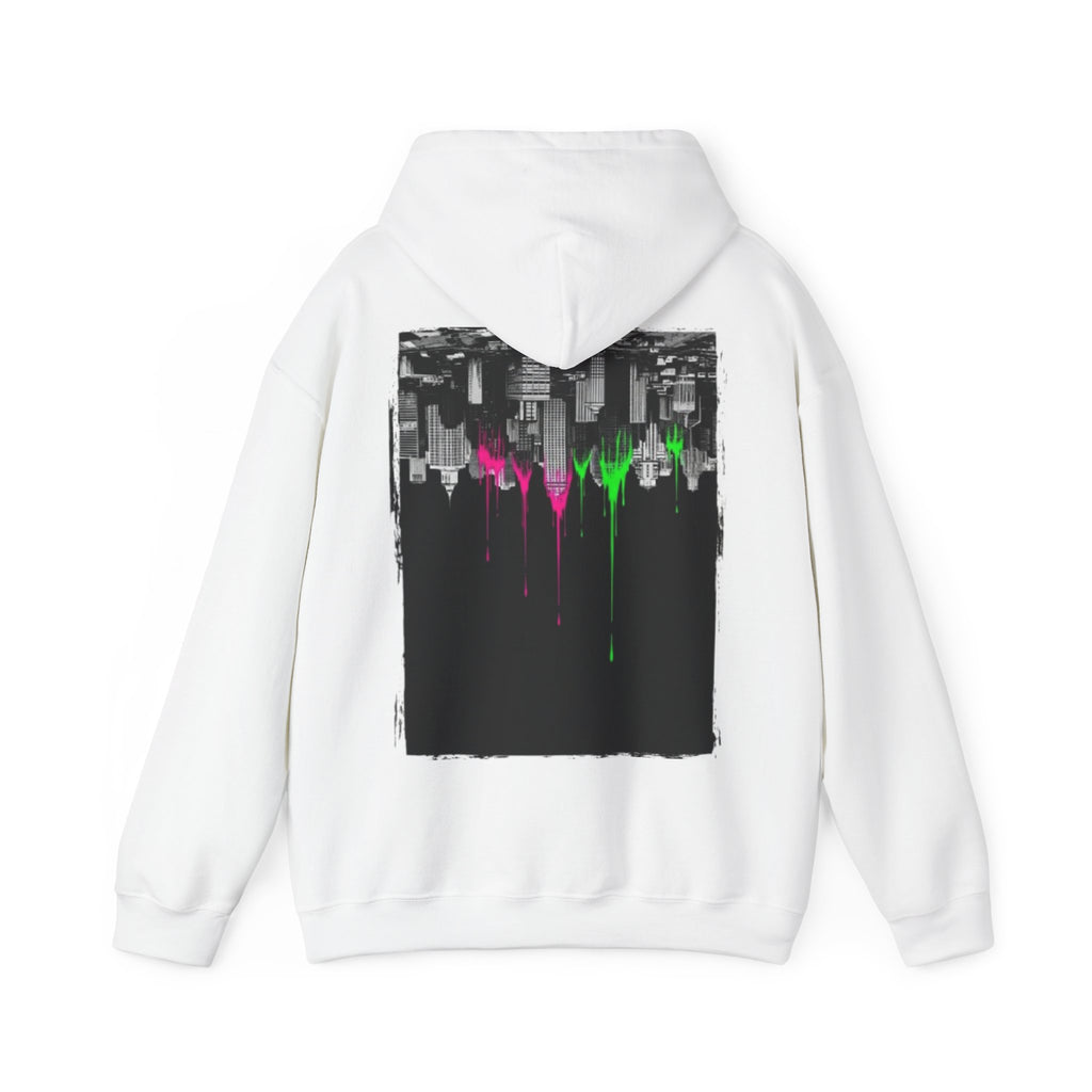 City Skyline Drip Hoodie — Neon Paint Urban Streetwear