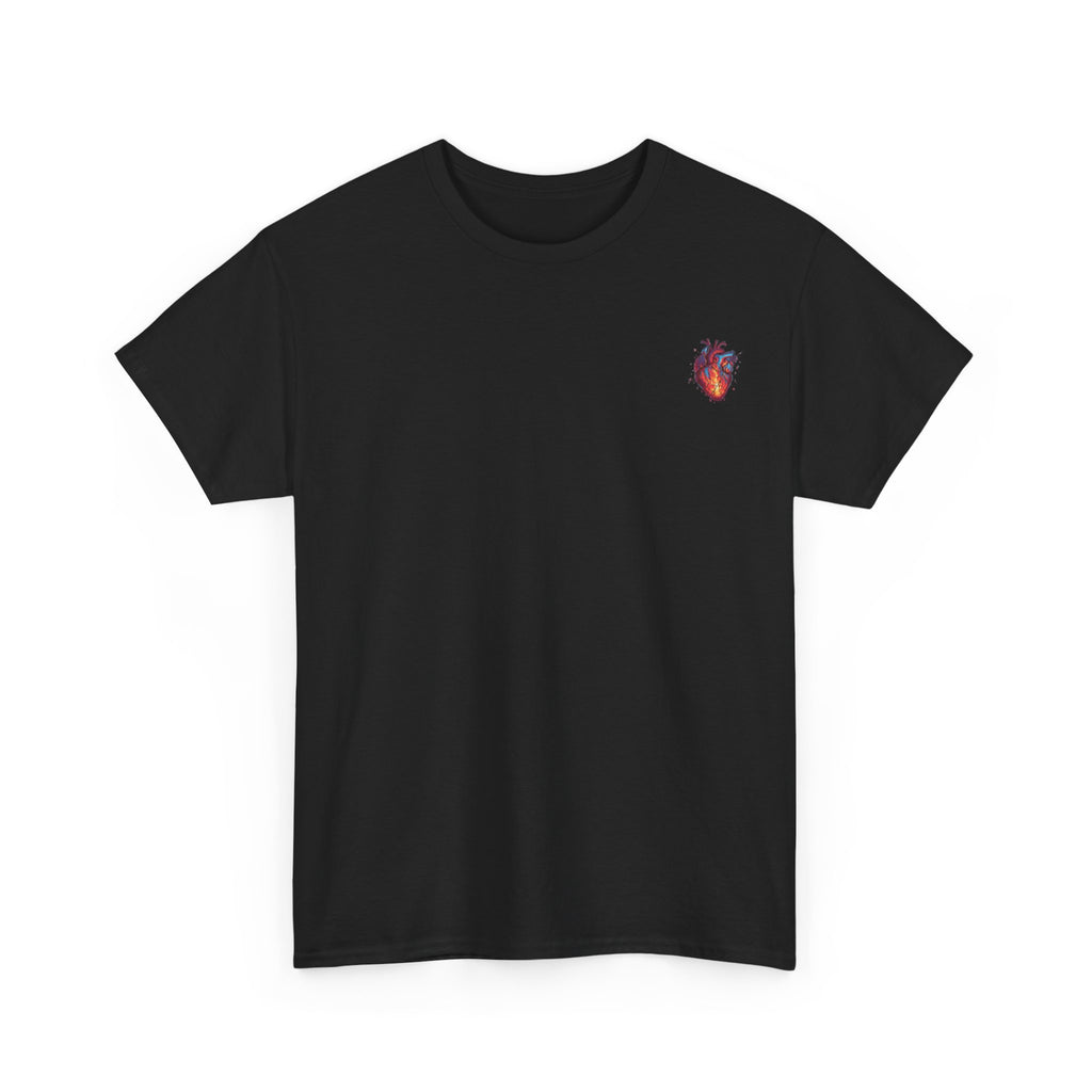 Fire Heart T-Shirt — Small Flaming Heart Graphic Tee
