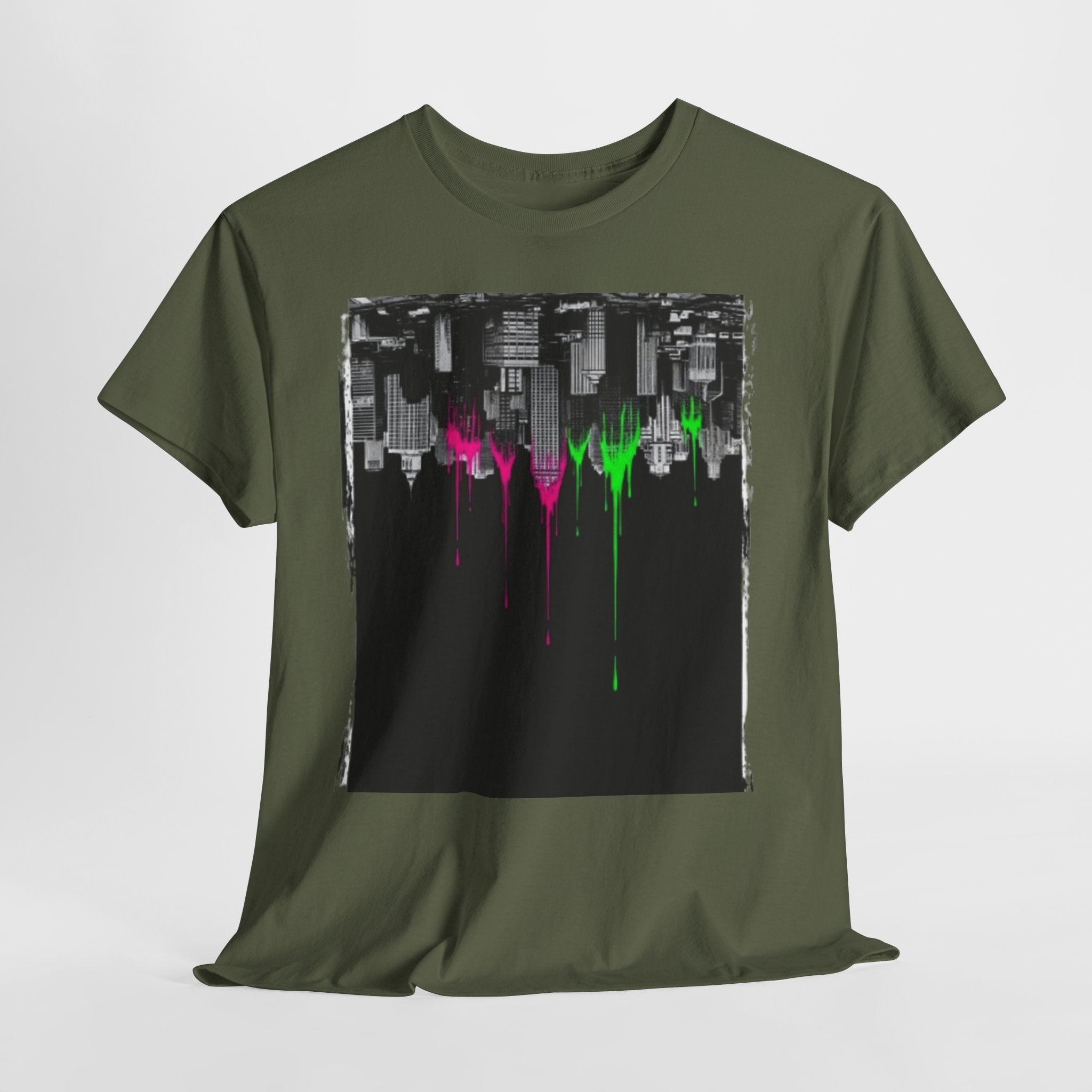City Drip T-Shirt — Neon Skyline Paint Drip Graphic Tee