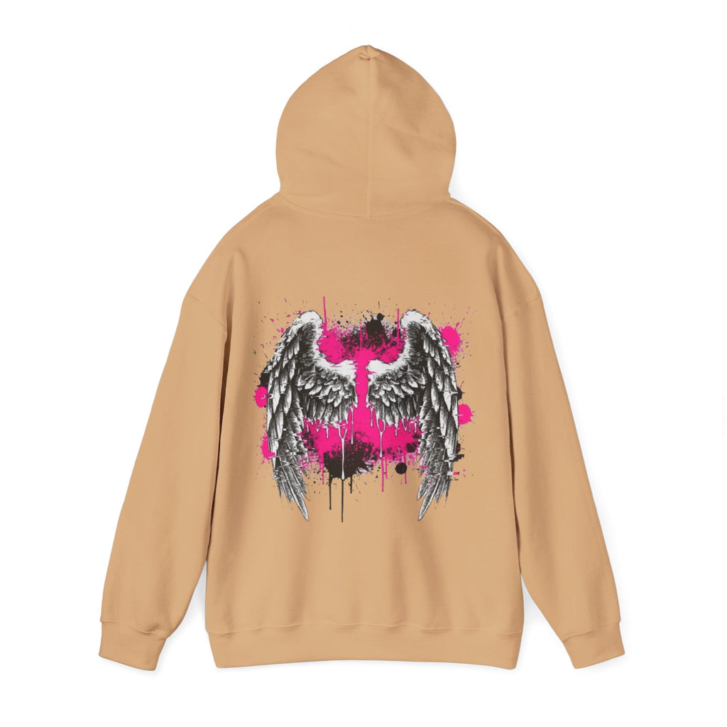 Angel Wings Hoodie — Grunge Pink Spray Paint Graphic Pullover