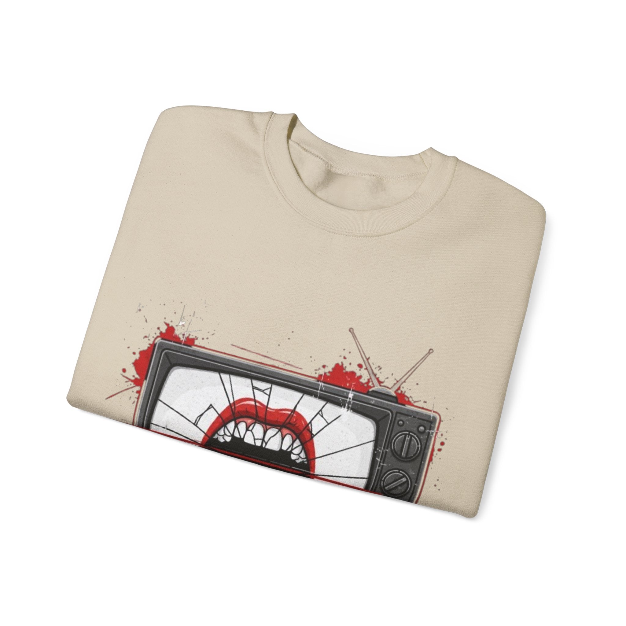 Graphic Sweatshirt — Retro TV with Screaming Mouth Design