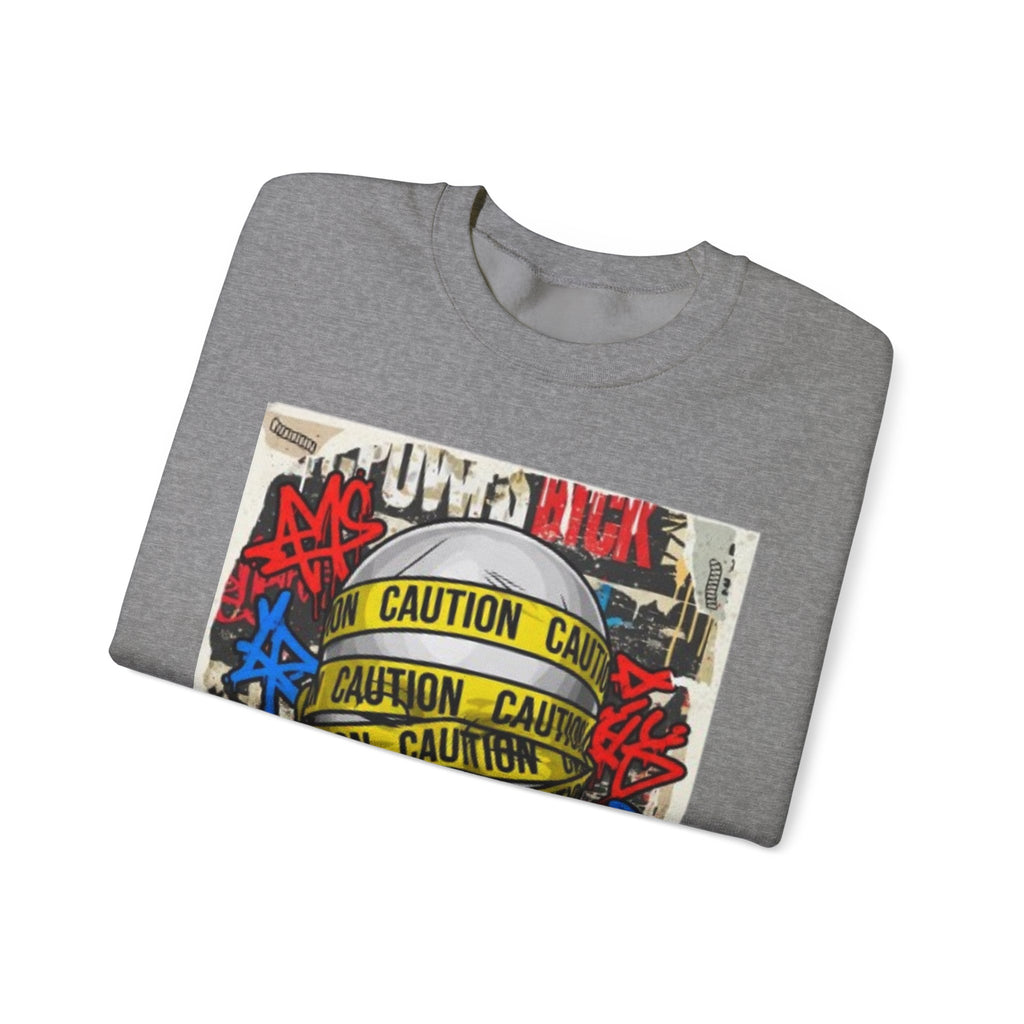 Caution Tape Graffiti Crewneck Sweatshirt