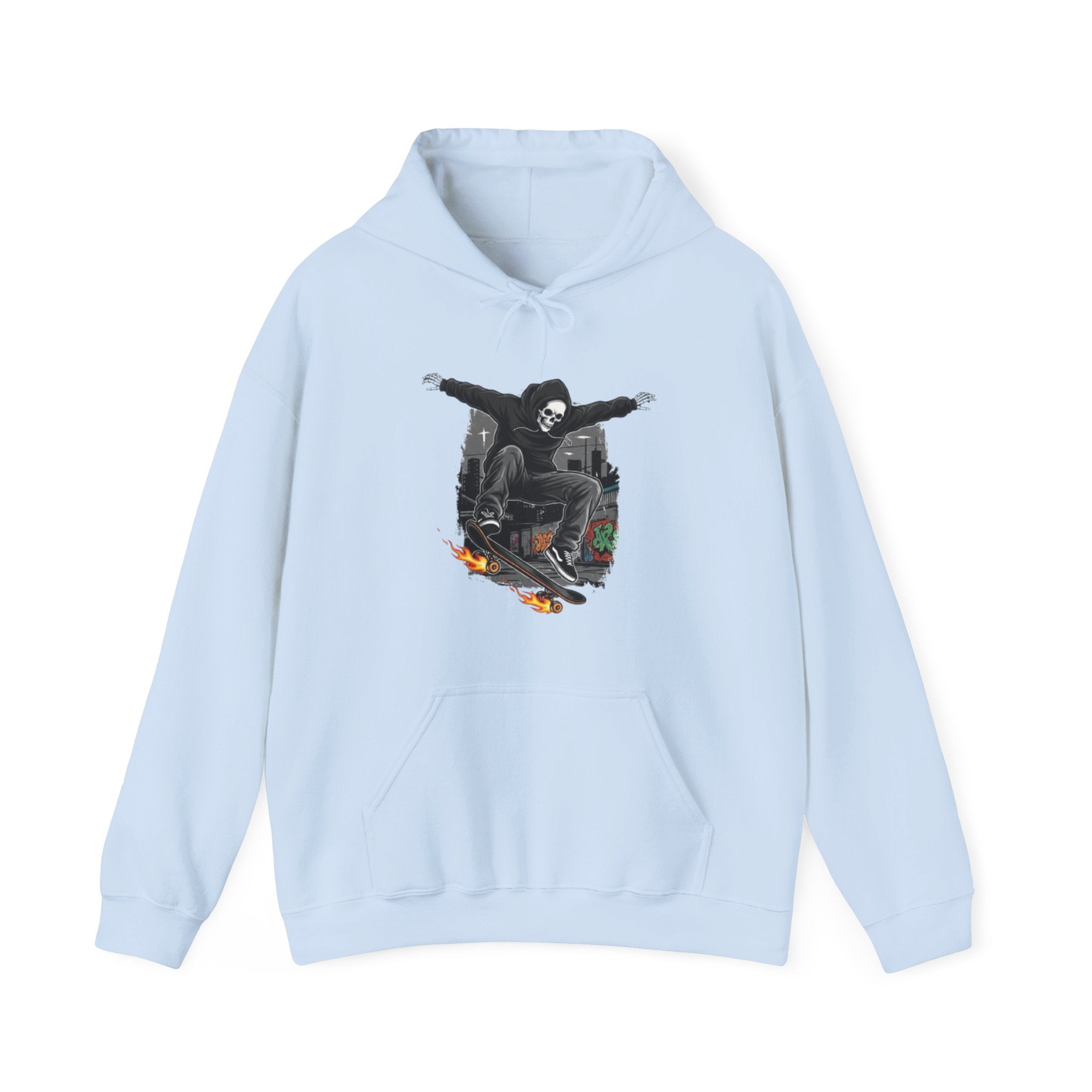 Skull Skateboarder Hoodie – Grim Reaper Skate Graphic Pullover