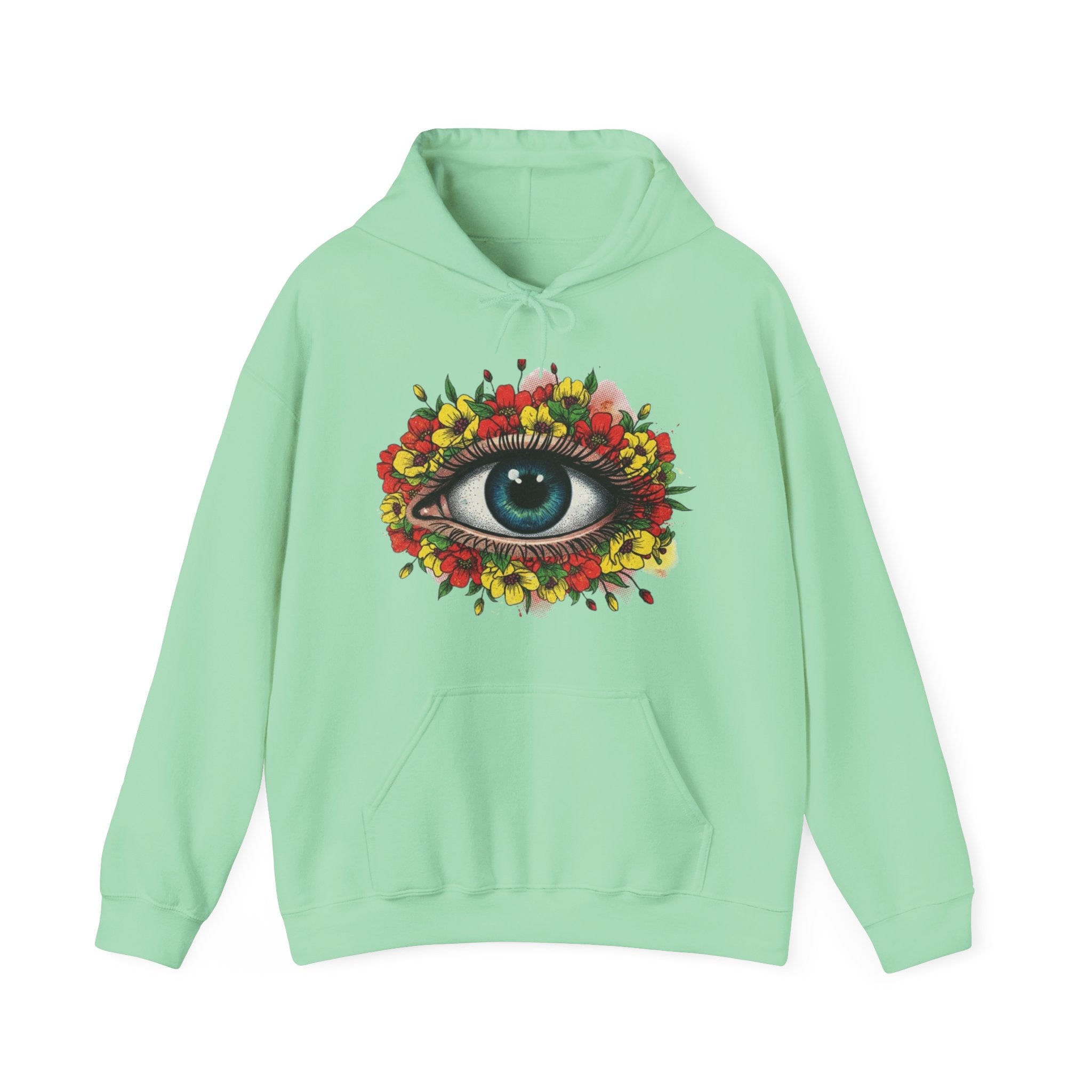 Floral Eye Hoodie — Surreal Botanical Graphic Sweatshirt