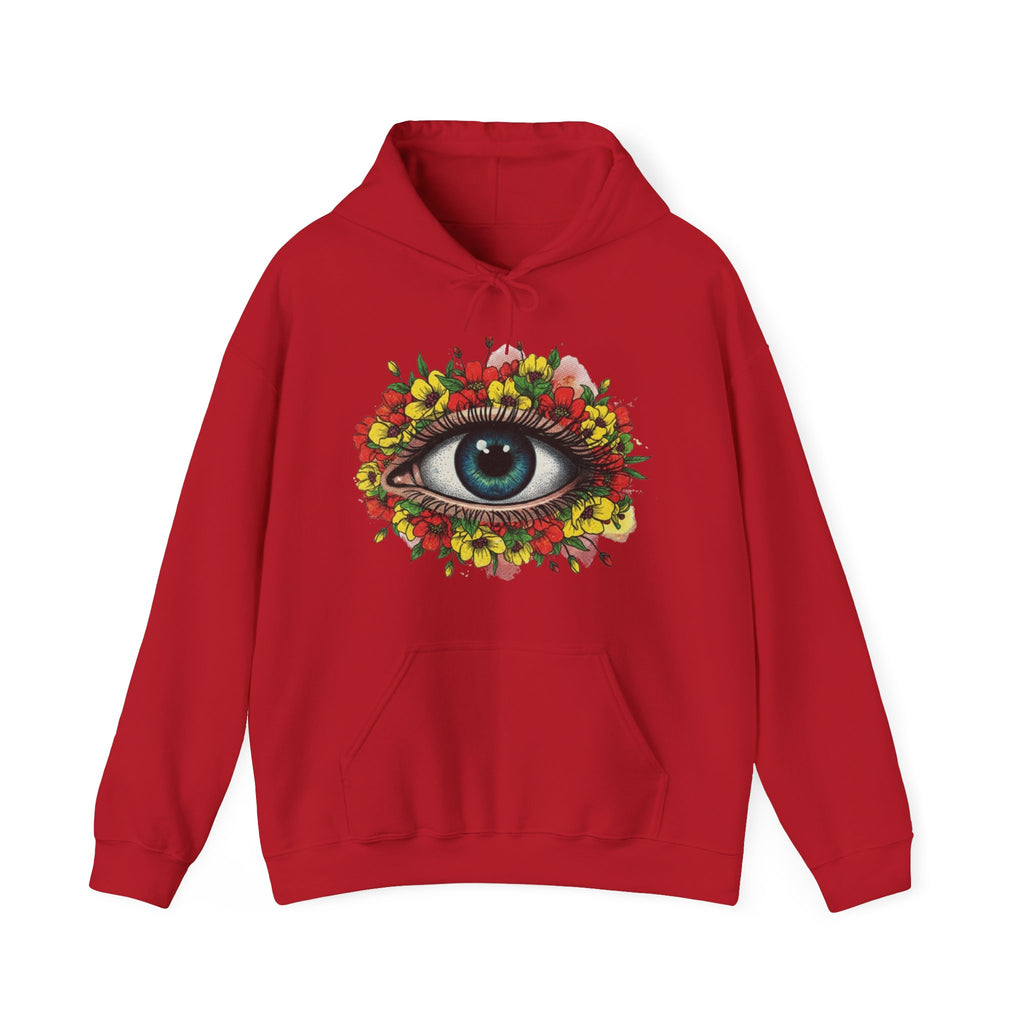 Floral Eye Hoodie — Surreal Botanical Graphic Sweatshirt