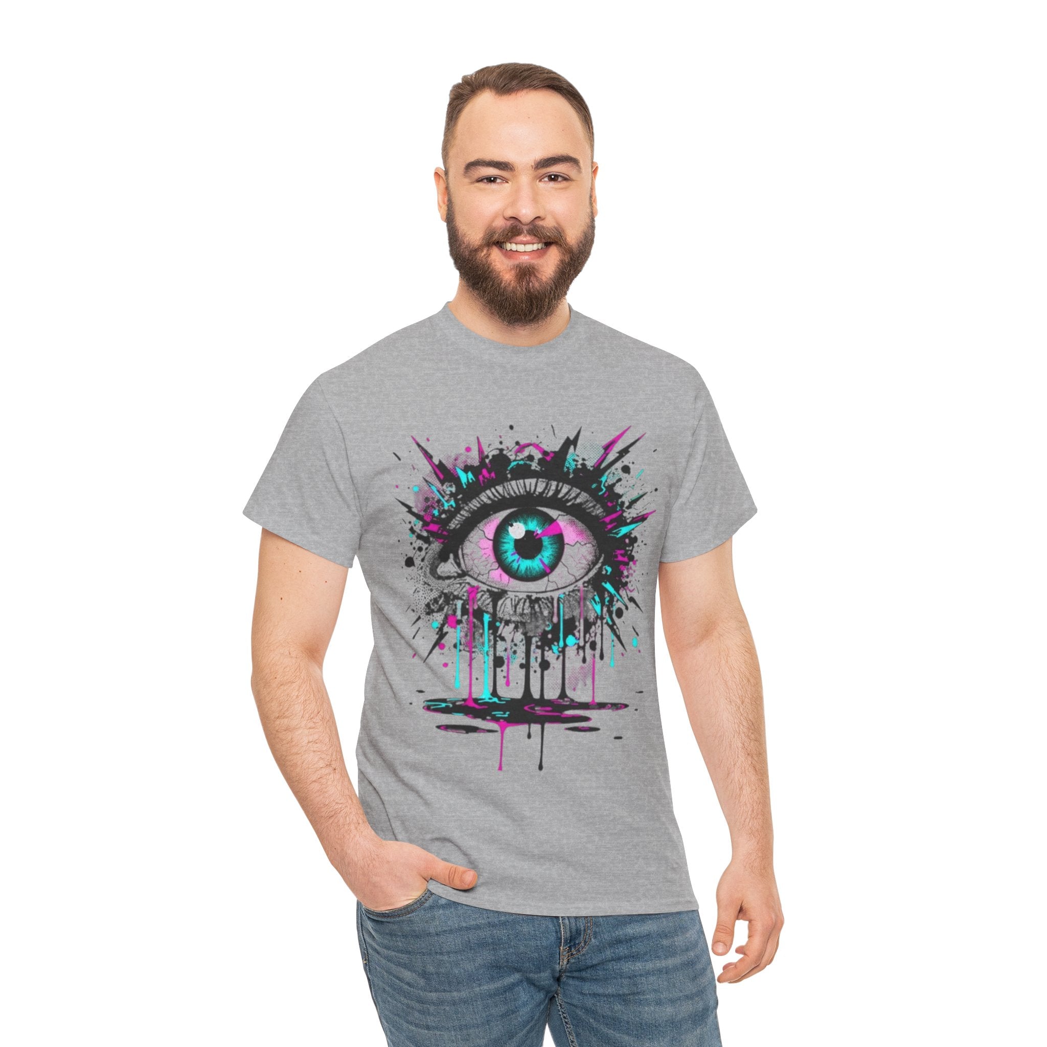 Graphic Tee — Neon Dripping Eye Art T-Shirt
