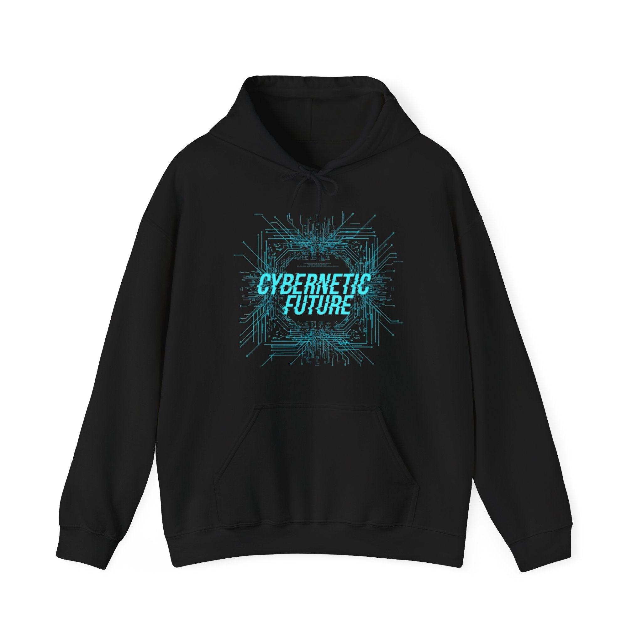 Cybernetic Future Hoodie — Futuristic Tech Graphic Pullover