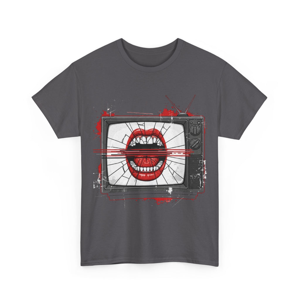 TV Screen with Screaming Mouth Graphic Tee — Retro Horror Punk T-Shirt