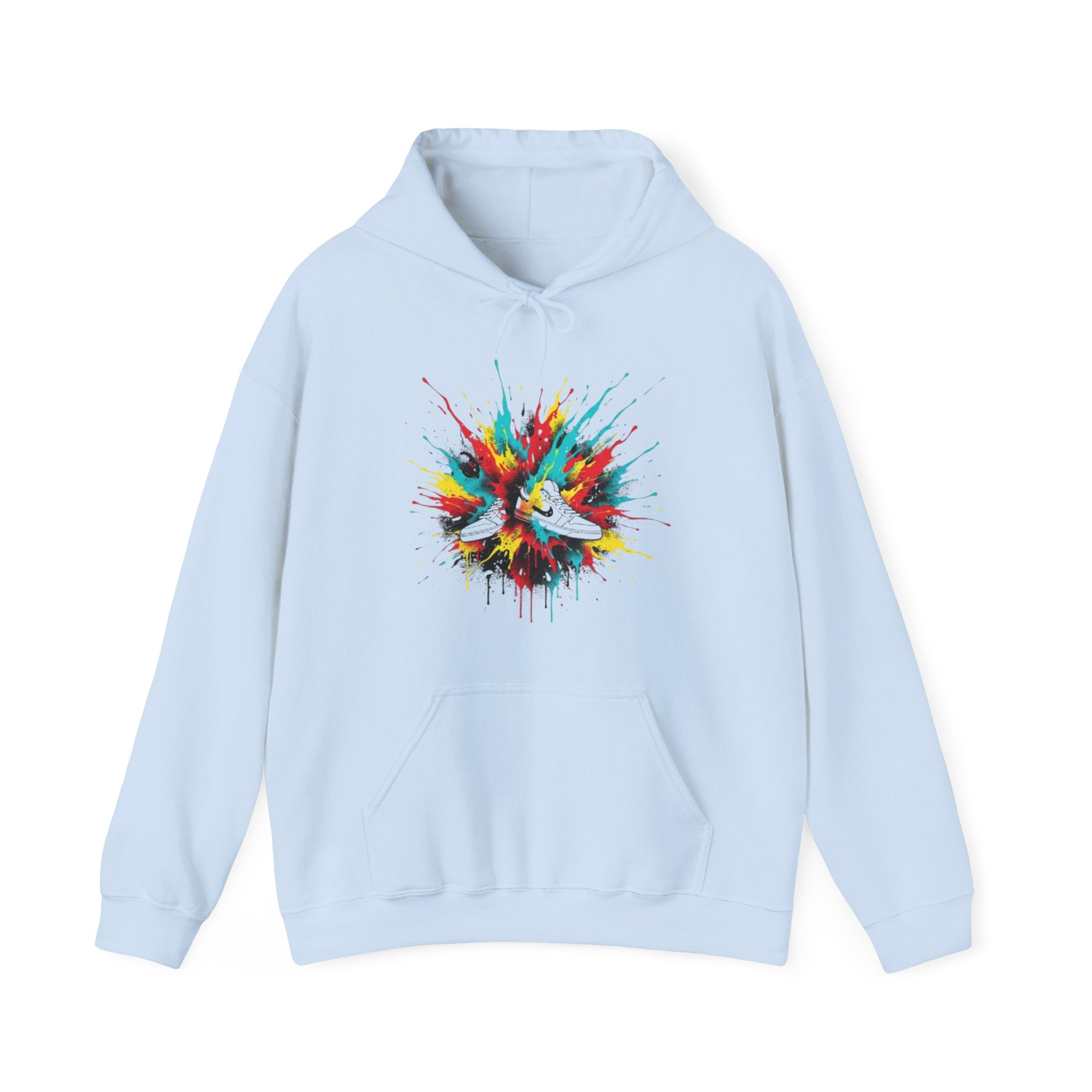 Color Splash Sneakers Hoodie – Vibrant Paint Shoes Graphic Sweatshirt