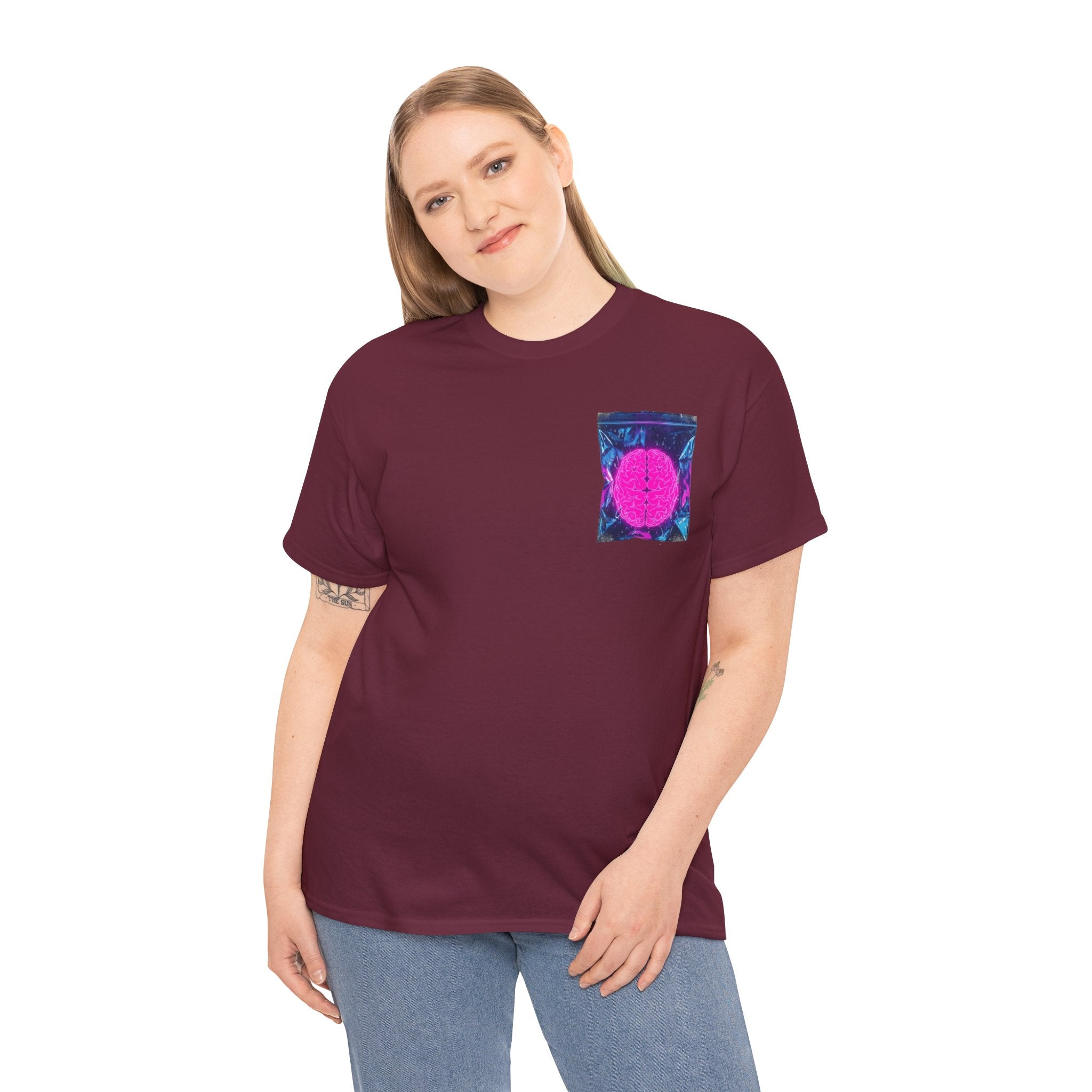 Retro Neon Sun Pocket Tee — 80s Vaporwave Graphic T-Shirt