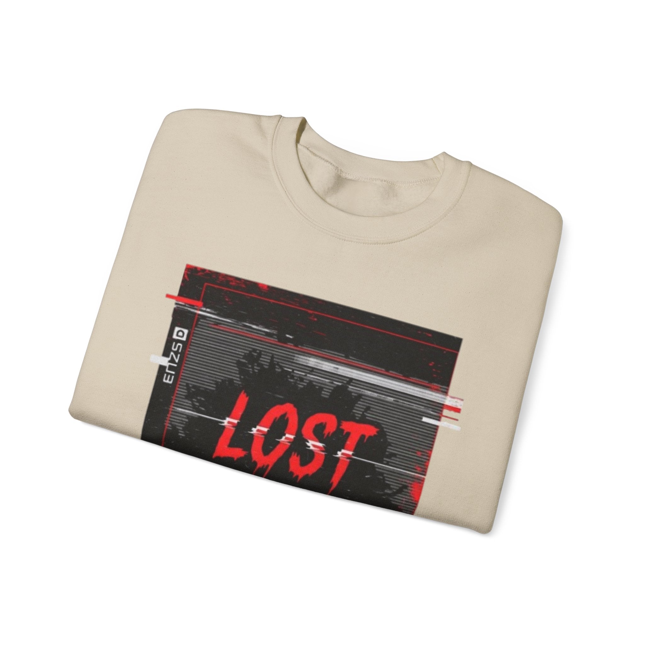 Lost Signal Crewneck Sweatshirt – Retro Glitch Graphic Pullover