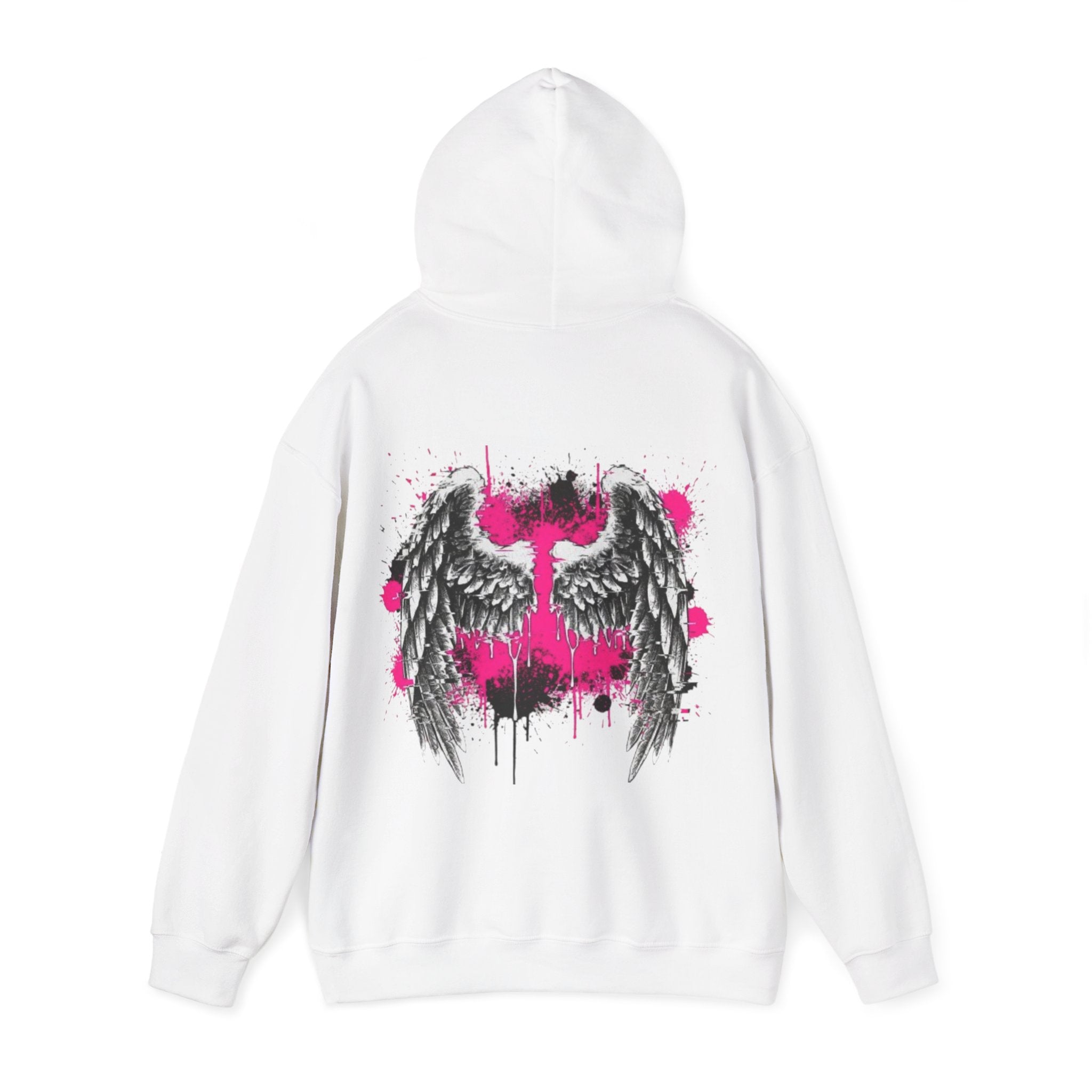 Angel Wings Hoodie — Grunge Pink Spray Paint Graphic Pullover
